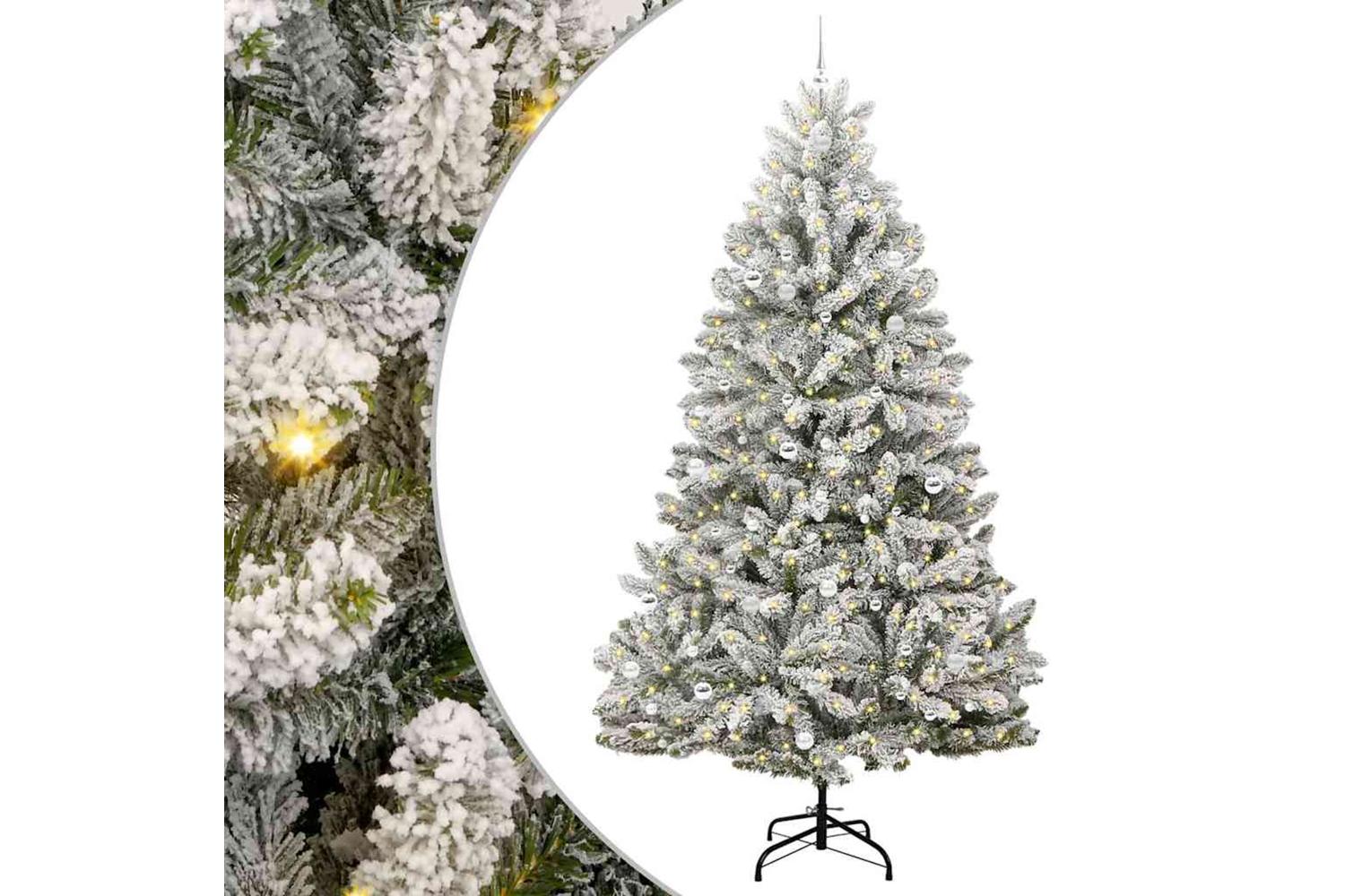 Vidaxl Artificial Christmas Tree Green And White 270 Cm Pvc And Metal