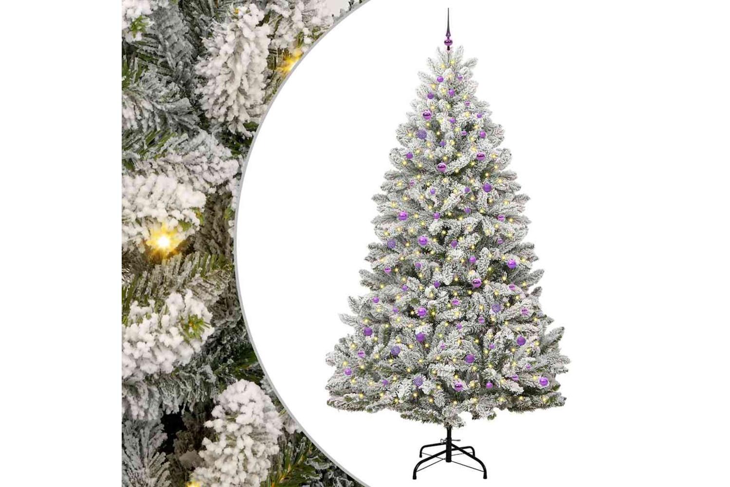 Vidaxl Artificial Christmas Tree Green And White 270 Cm Pvc And Metal