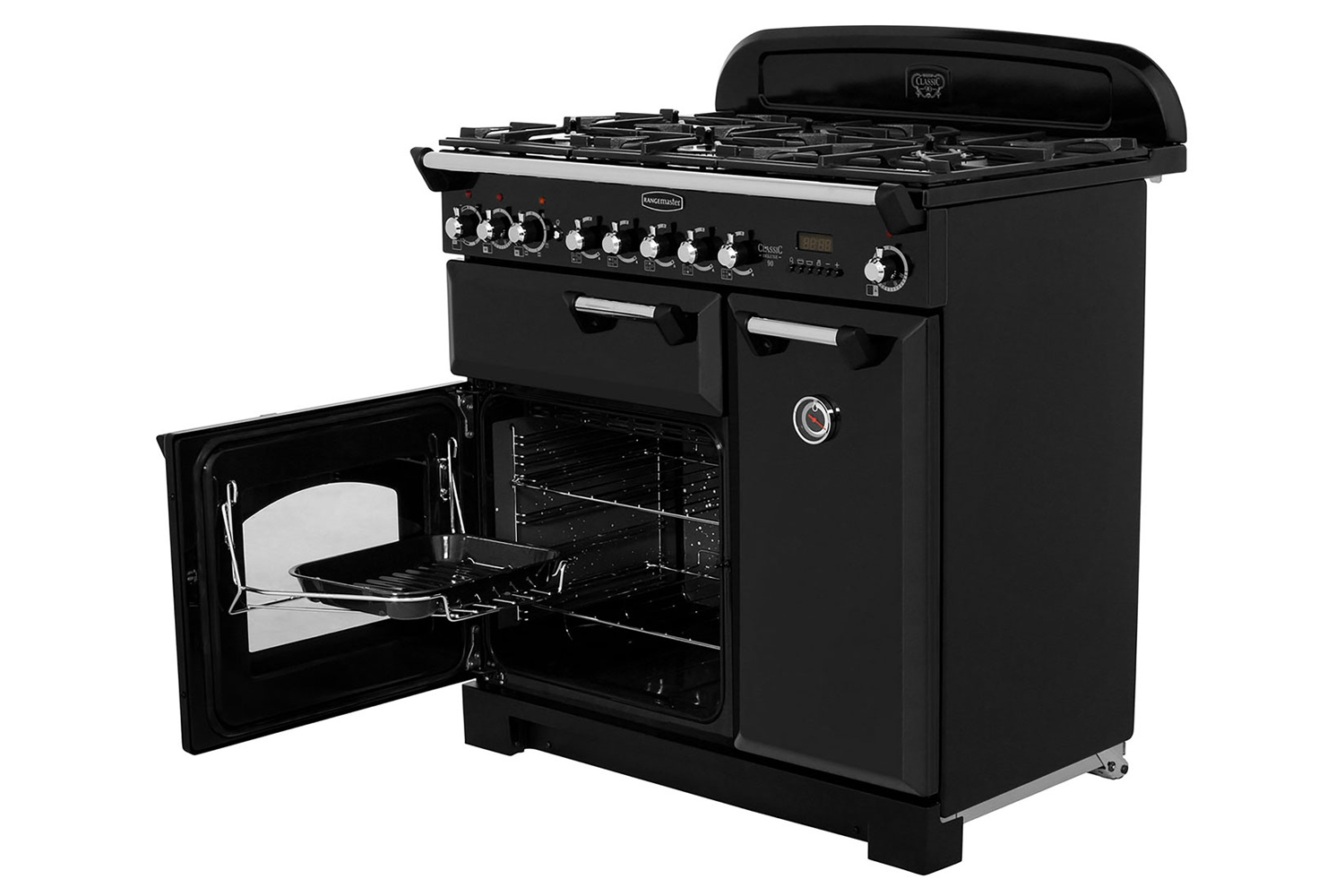 Rangemaster Classic Deluxe 90cm Dual Fuel Range Cooker | CDL90DFFBL/B ...