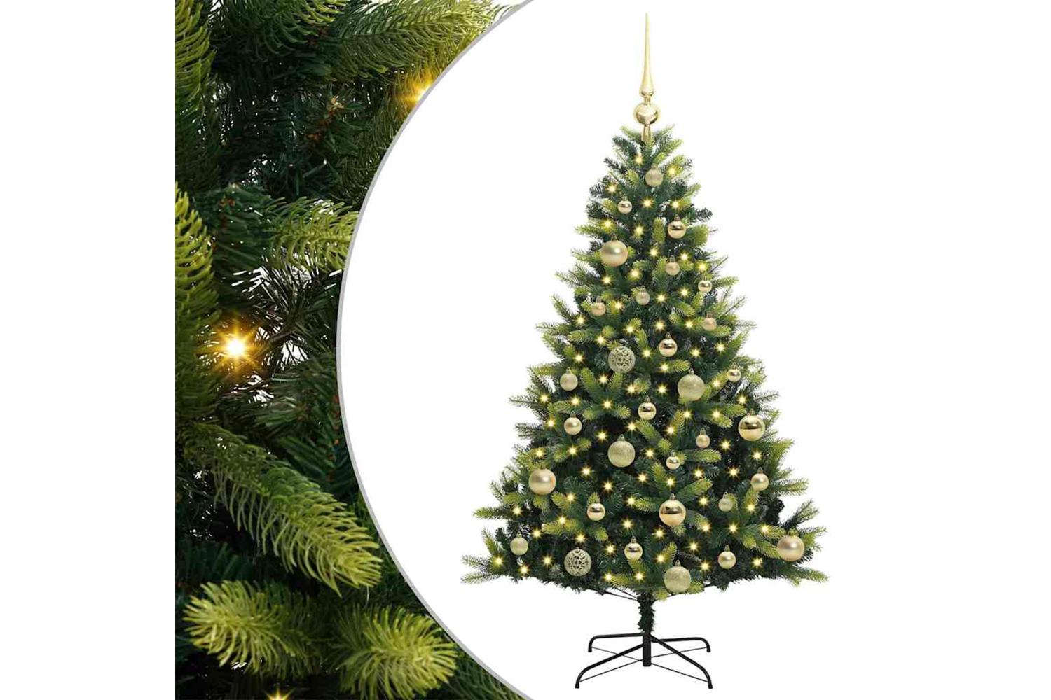 Vidaxl Artificial Hinged Christmas Tree 150 Leds Green 120 Cm