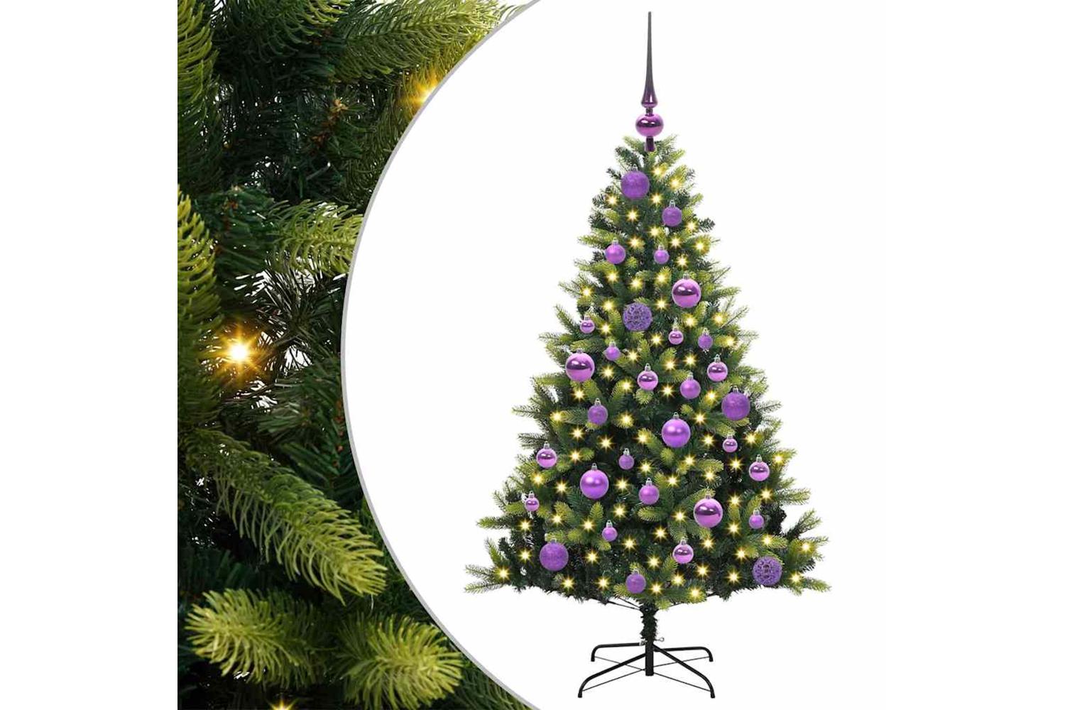 Vidaxl Artificial Hinged Christmas Tree 150 Leds Green 120 Cm
