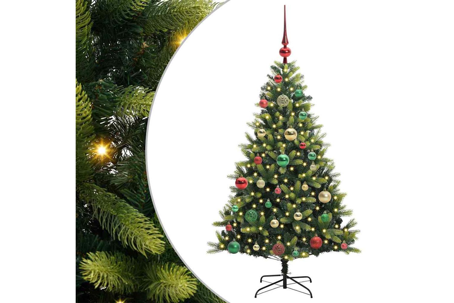 Vidaxl Artificial Hinged Christmas Tree 150 Leds Green 120 Cm
