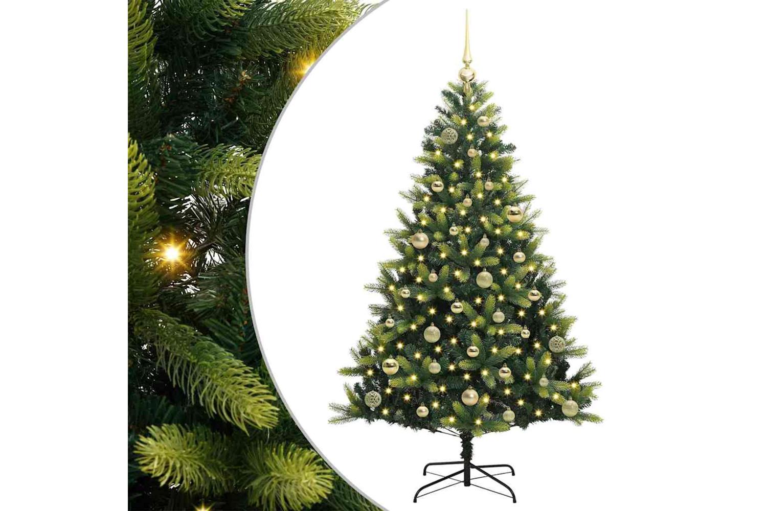 Vidaxl Artificial Hinged Christmas Tree 150 Leds Green 150 Cm