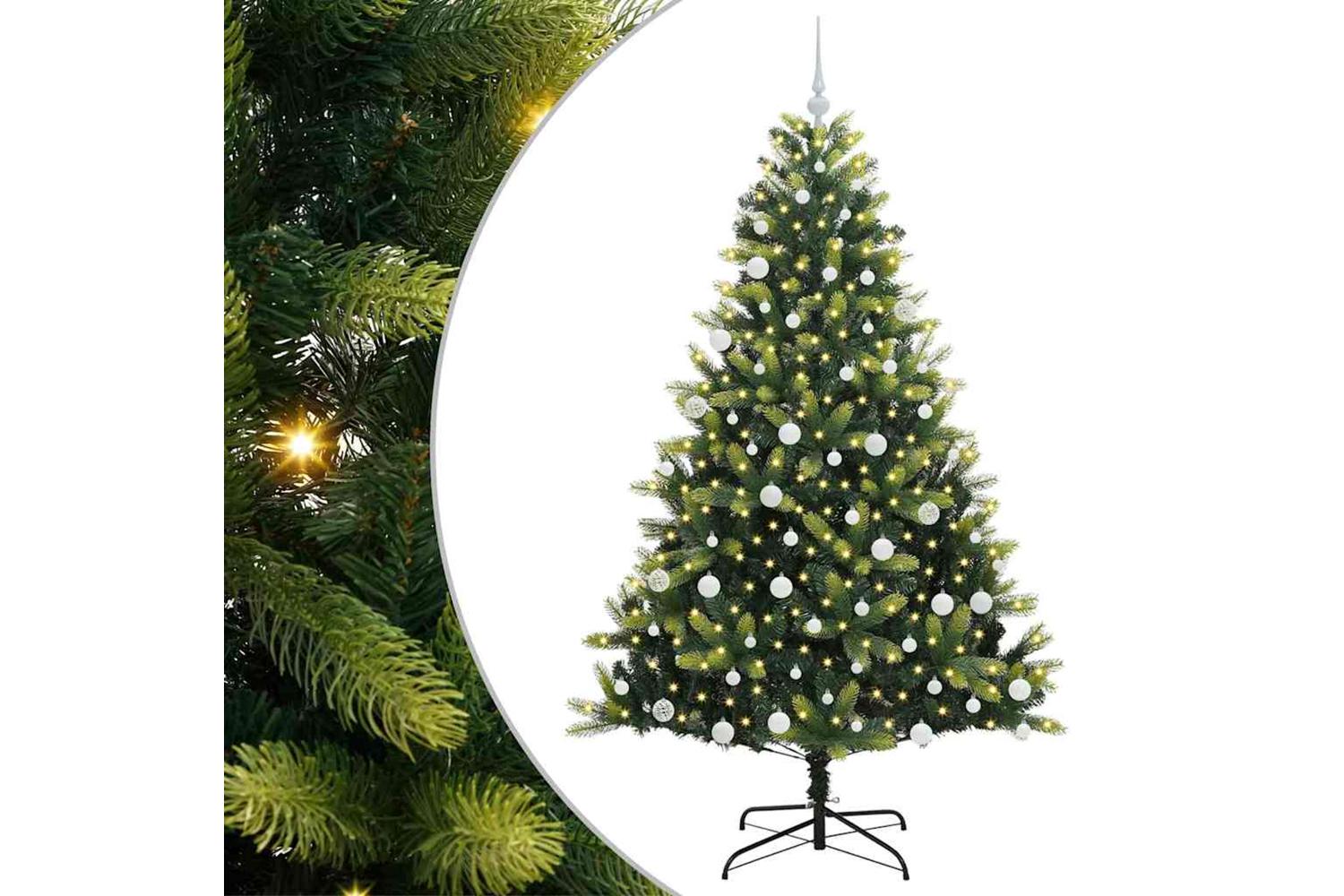 Vidaxl Artificial Hinged Christmas Tree 300 Leds Green 180 Cm