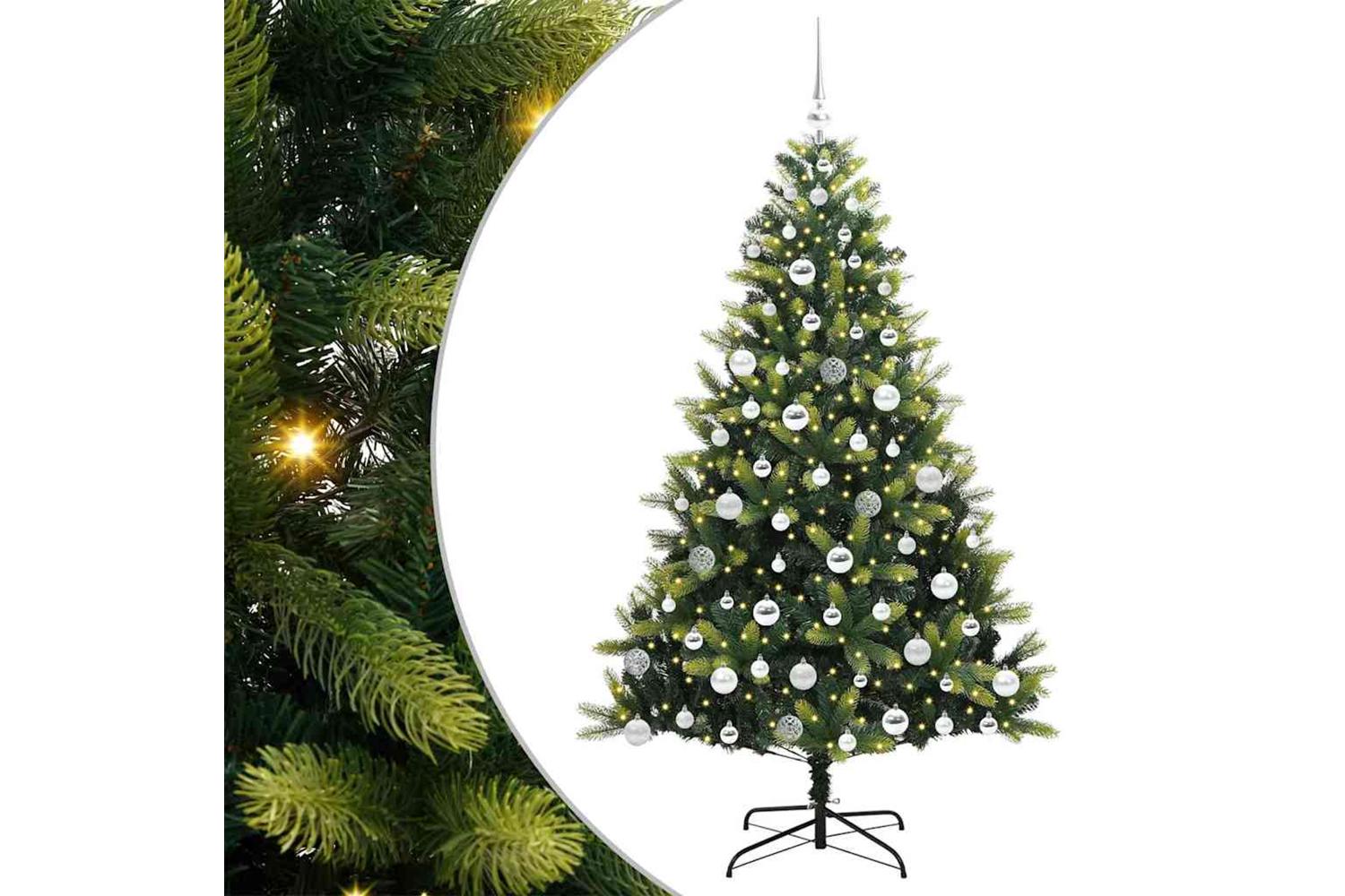 Vidaxl Artificial Hinged Christmas Tree 300 Leds Green 180 Cm