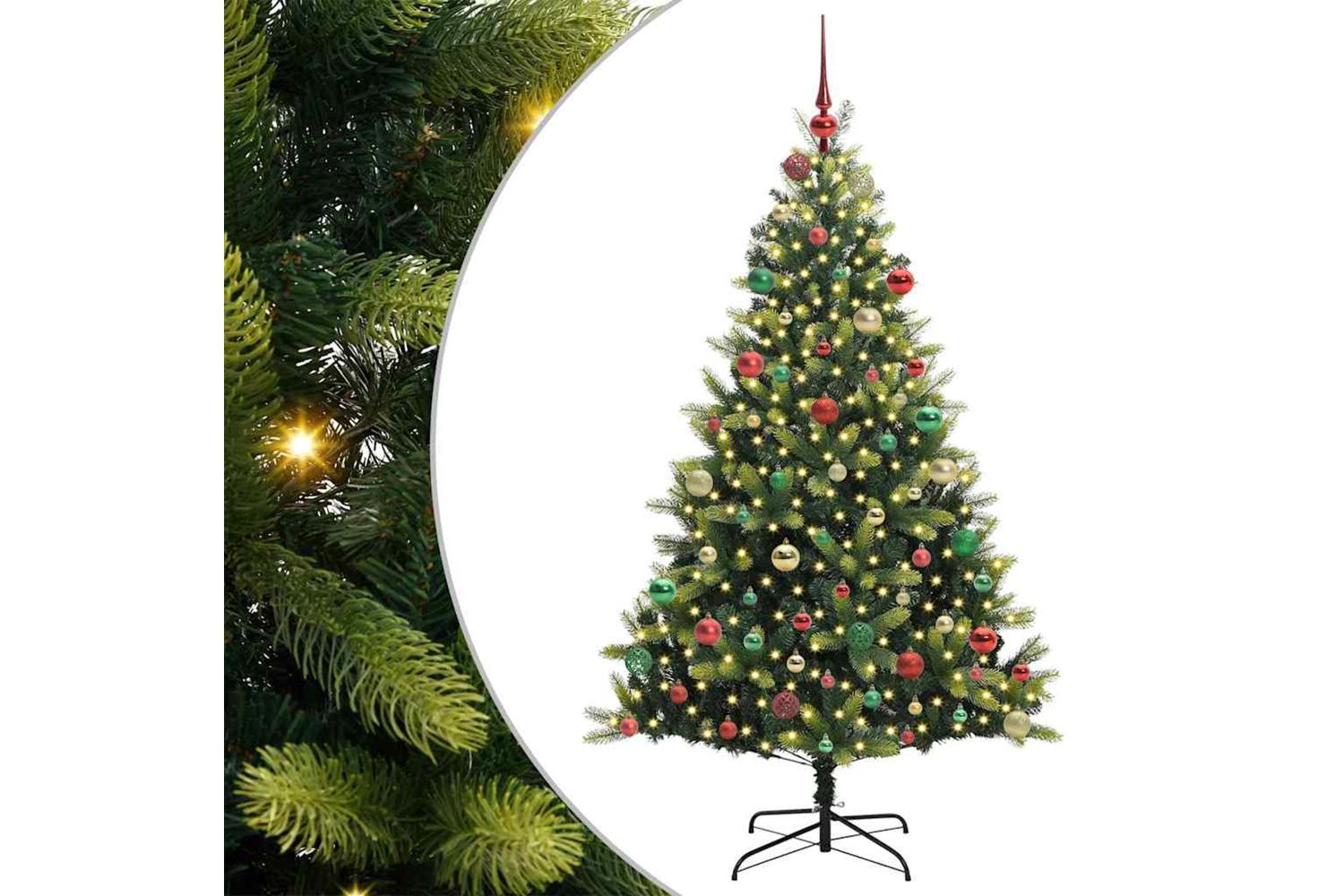 Vidaxl Artificial Hinged Christmas Tree 300 Leds Green 180 Cm