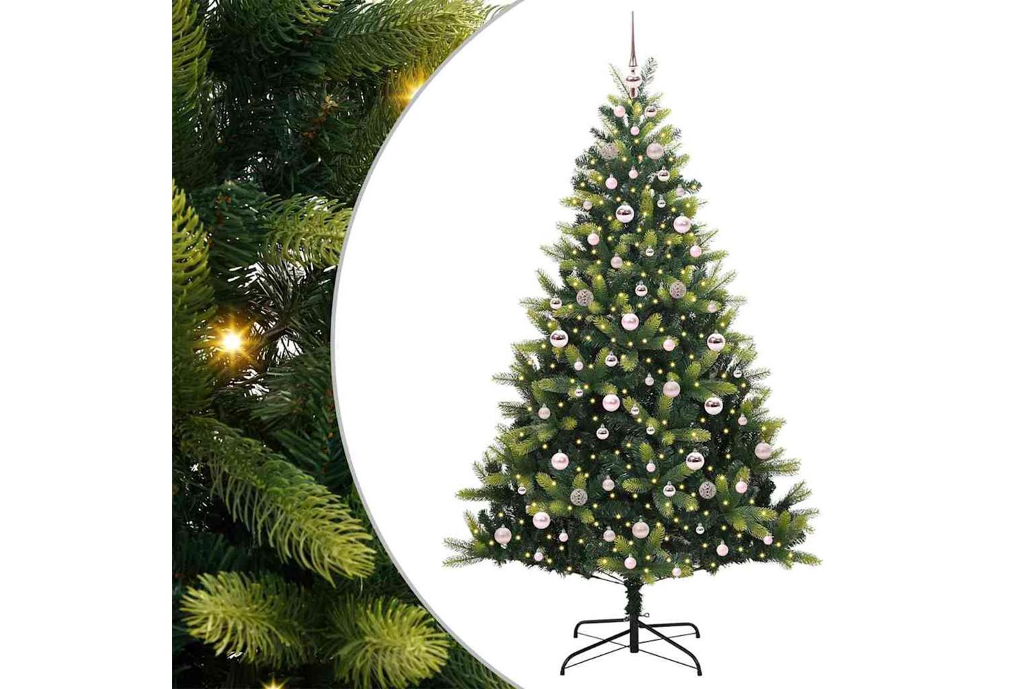 Vidaxl Artificial Hinged Christmas Tree 300 Leds Green 210 Cm