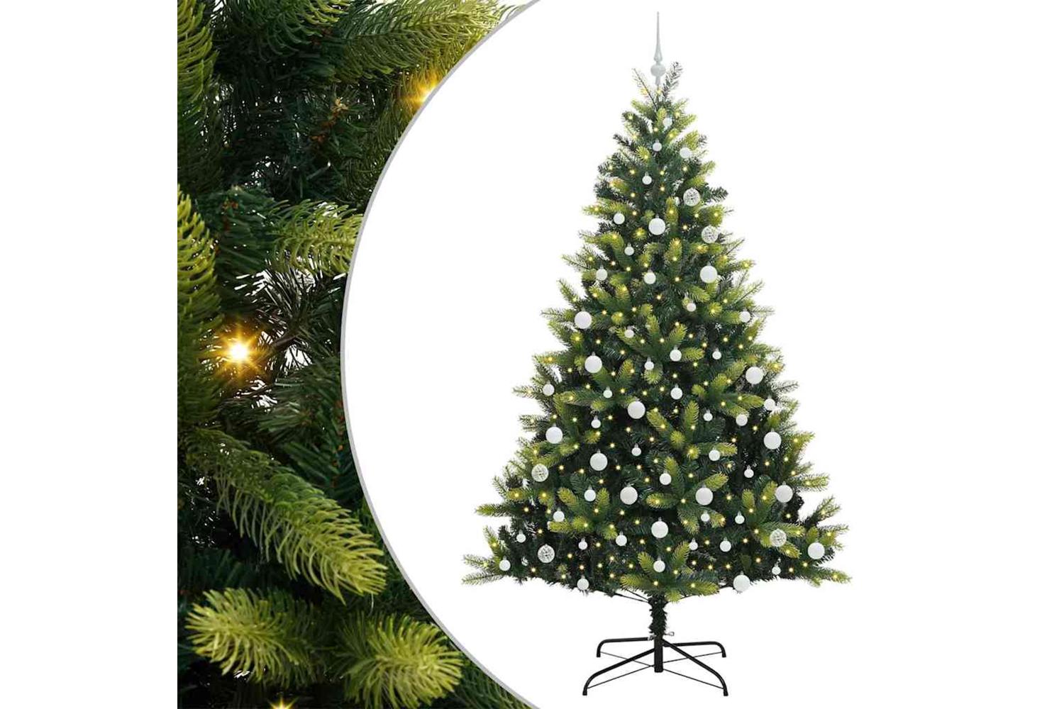 Vidaxl Artificial Hinged Christmas Tree 300 Leds Green 210 Cm