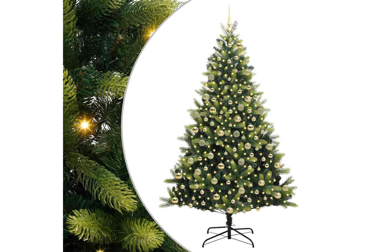 Vidaxl Artificial Hinged Christmas Tree 300 Leds Green 210 Cm