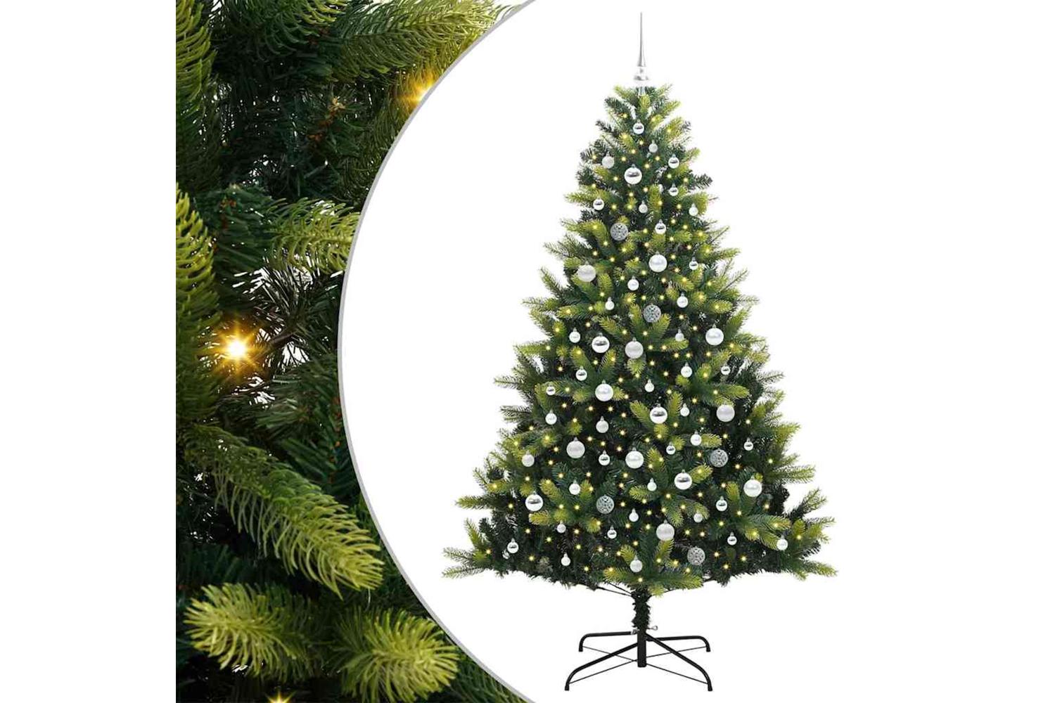 Vidaxl Artificial Hinged Christmas Tree 300 Leds Green 210 Cm
