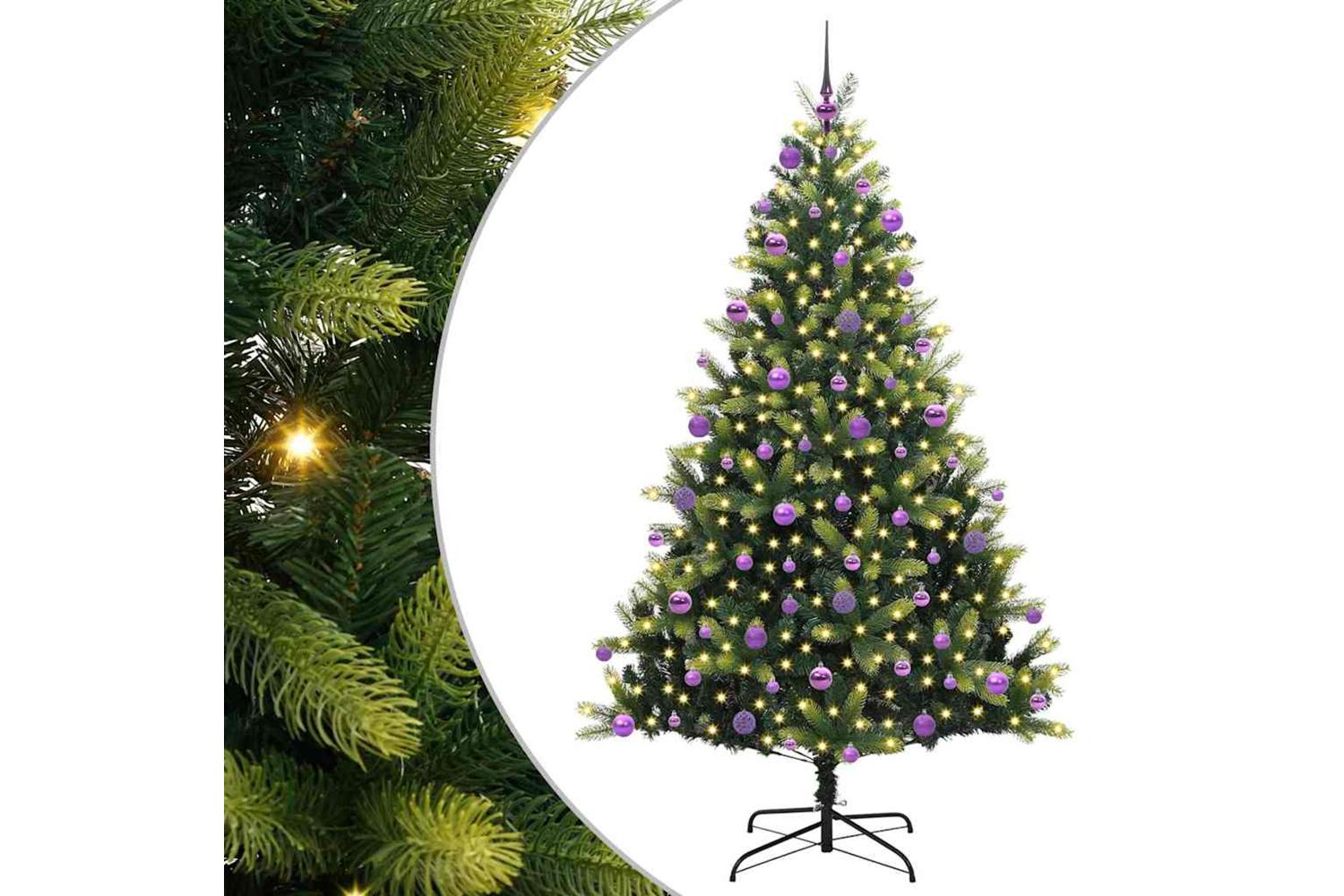 Vidaxl Artificial Hinged Christmas Tree 300 Leds Green 210 Cm