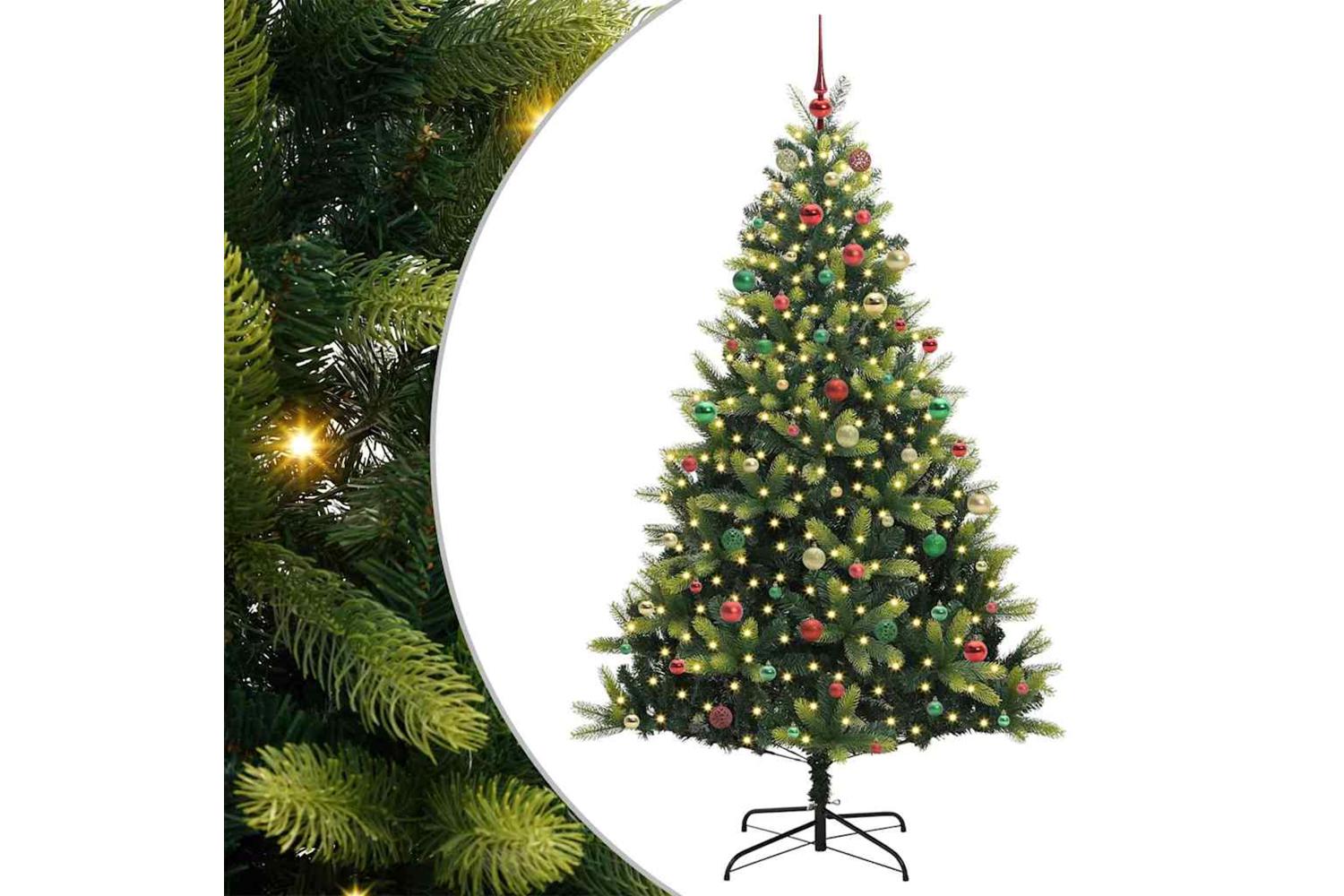 Vidaxl Artificial Hinged Christmas Tree 300 Leds Green 210 Cm