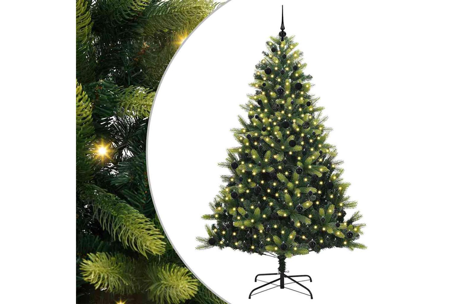 Vidaxl Artificial Hinged Christmas Tree 300 Leds Green 240 Cm
