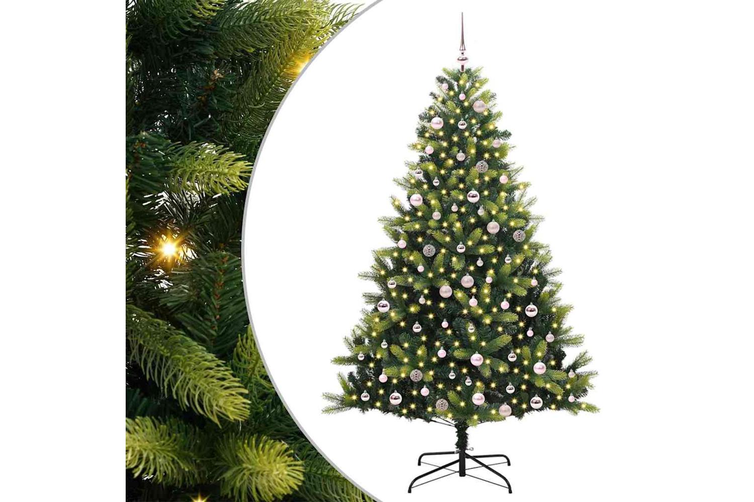 Vidaxl Artificial Hinged Christmas Tree 300 Leds Green 240 Cm