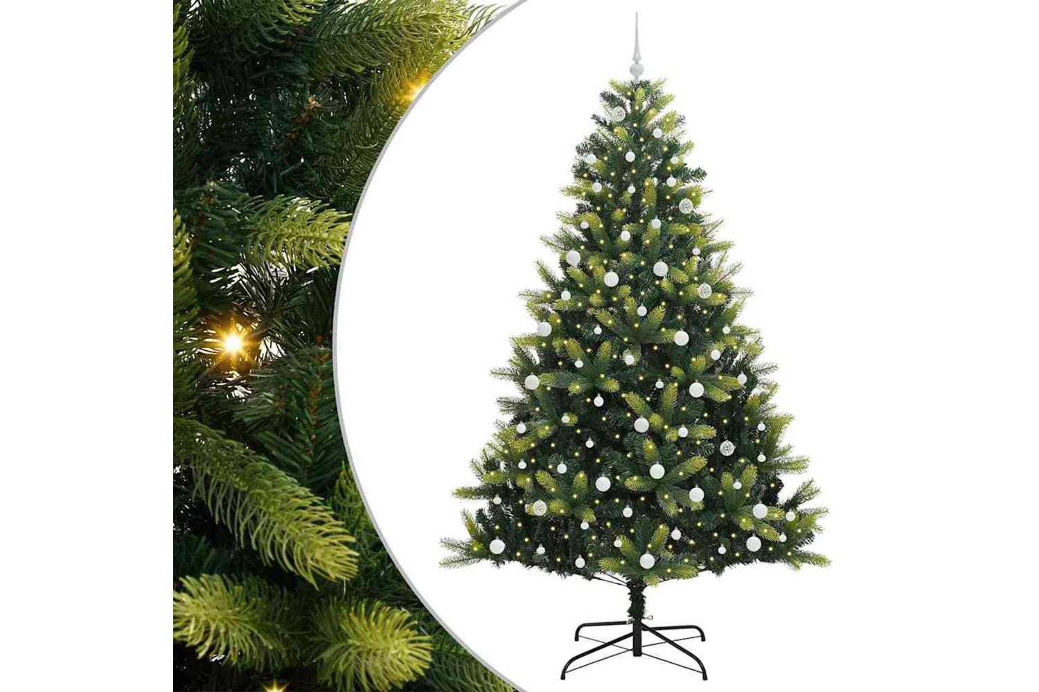 Vidaxl Artificial Hinged Christmas Tree 300 Leds Green 240 Cm