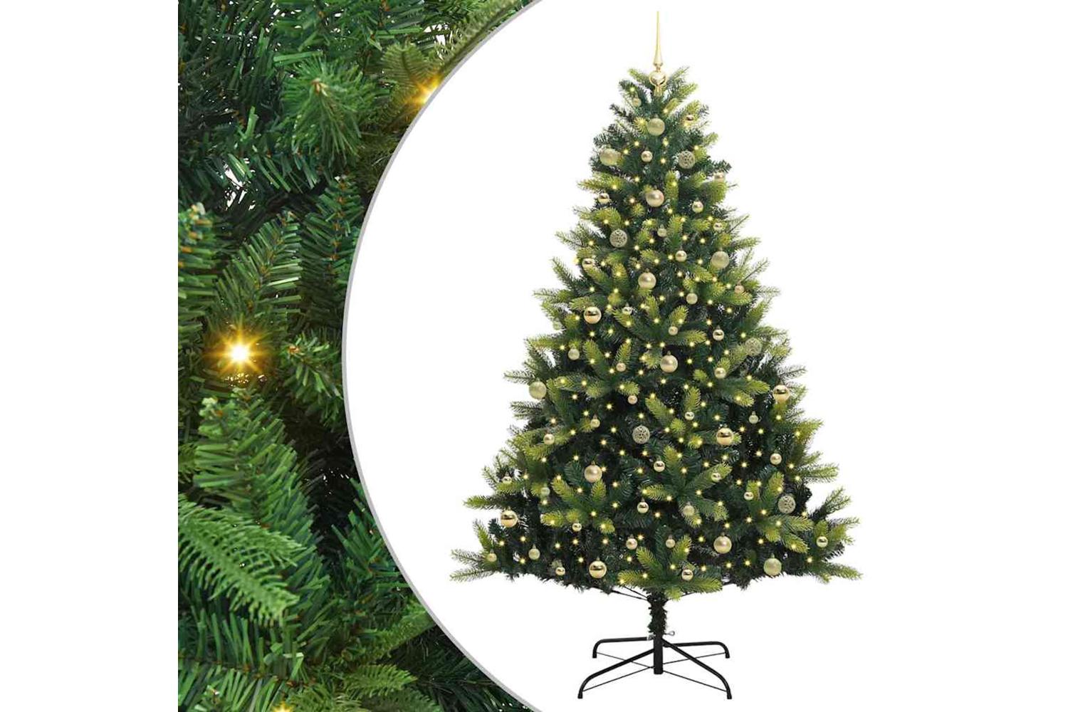 Vidaxl Artificial Hinged Christmas Tree 300 Leds Green 240 Cm