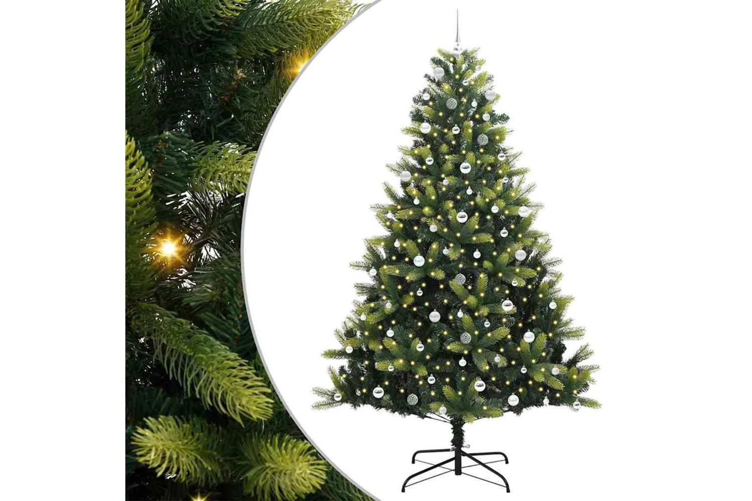 Vidaxl Artificial Hinged Christmas Tree 300 Leds Green 240 Cm