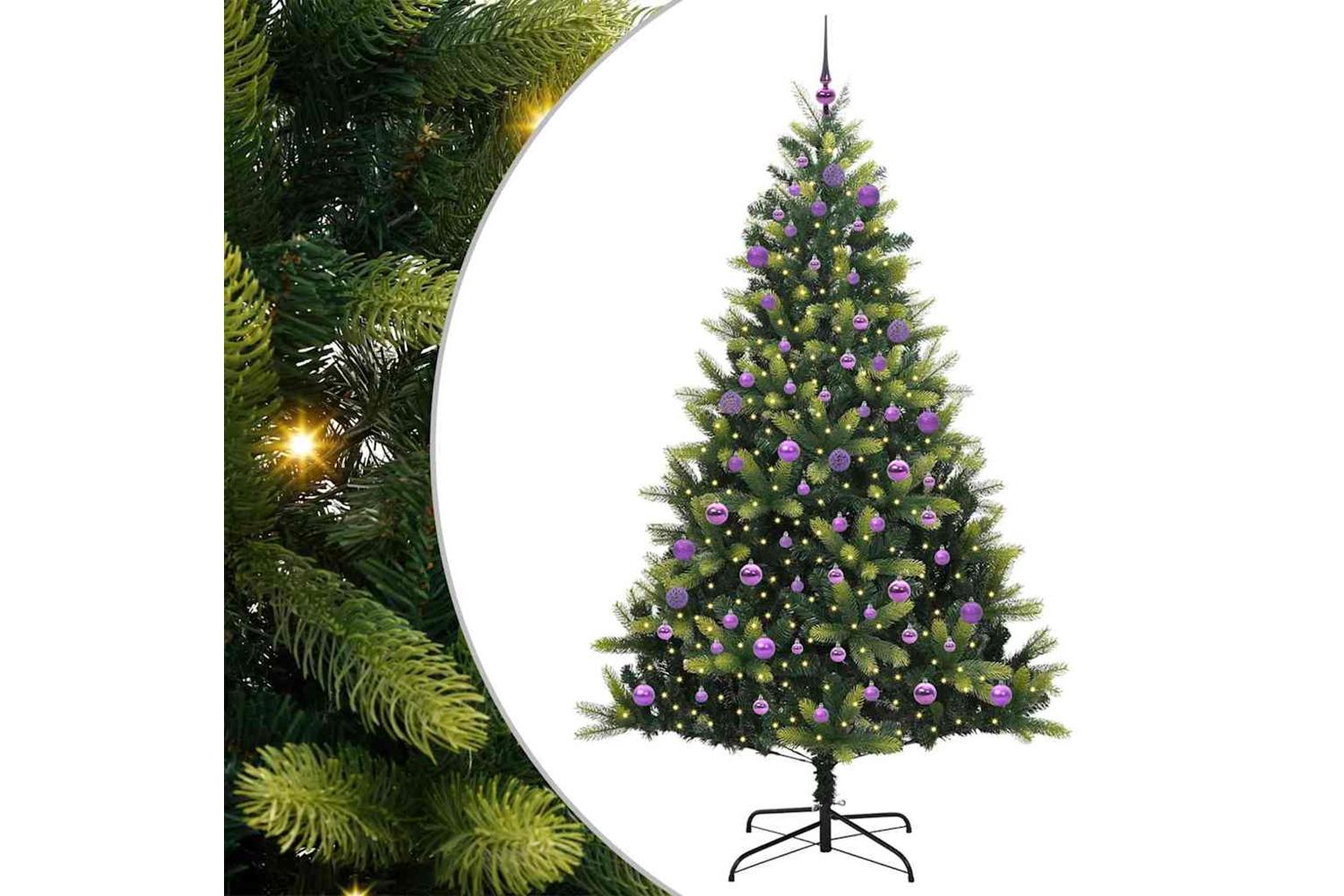 Vidaxl Artificial Hinged Christmas Tree 300 Leds Green 240 Cm