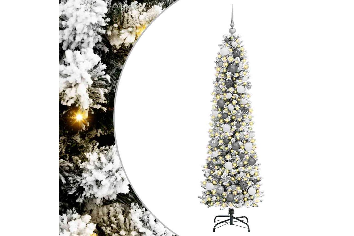 Vidaxl Artificial Christmas Tree With 300 Leds With Stand White 180 Cm