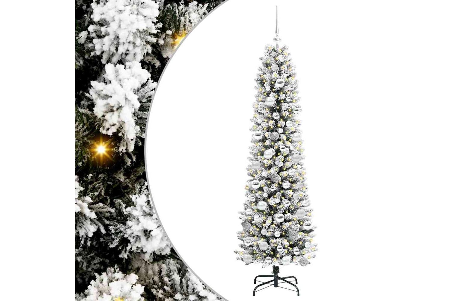 Vidaxl Artificial Christmas Tree With 300 Leds Green And White 180 Cm