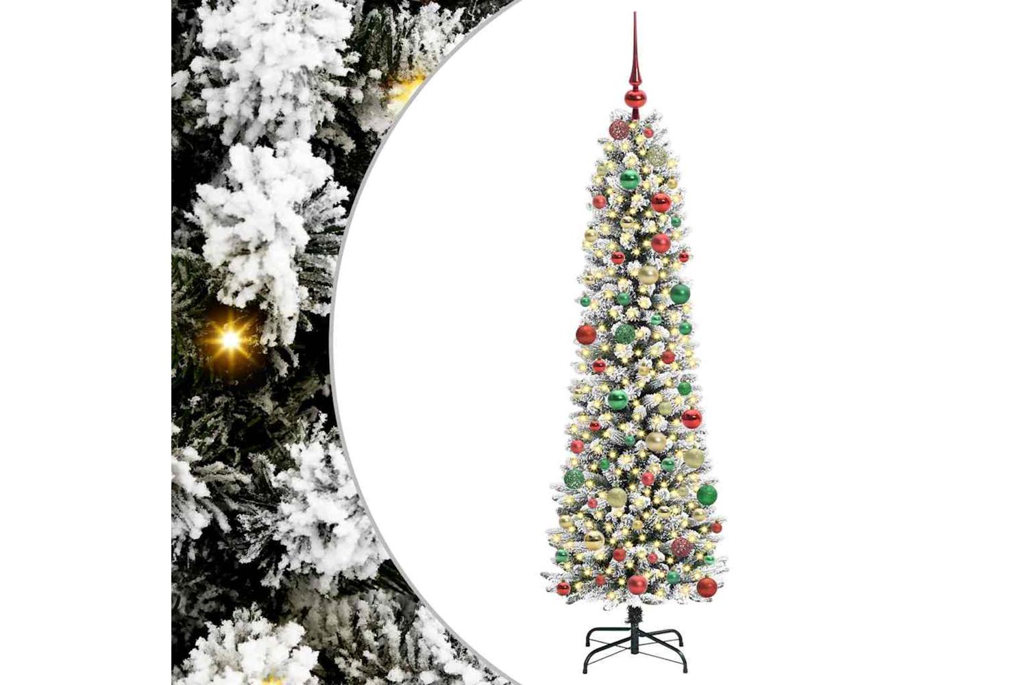 Vidaxl Artificial Christmas Tree With 300 Leds Green And White 180 Cm