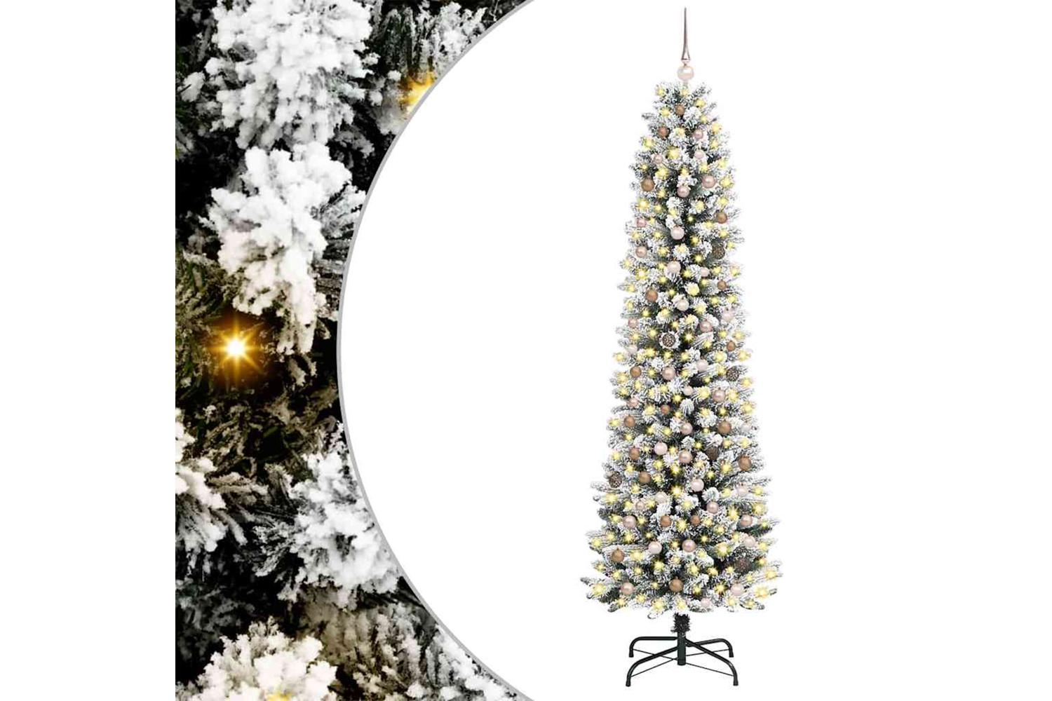 Vidaxl Artificial Christmas Tree With 300 Leds With Stand White 240 Cm