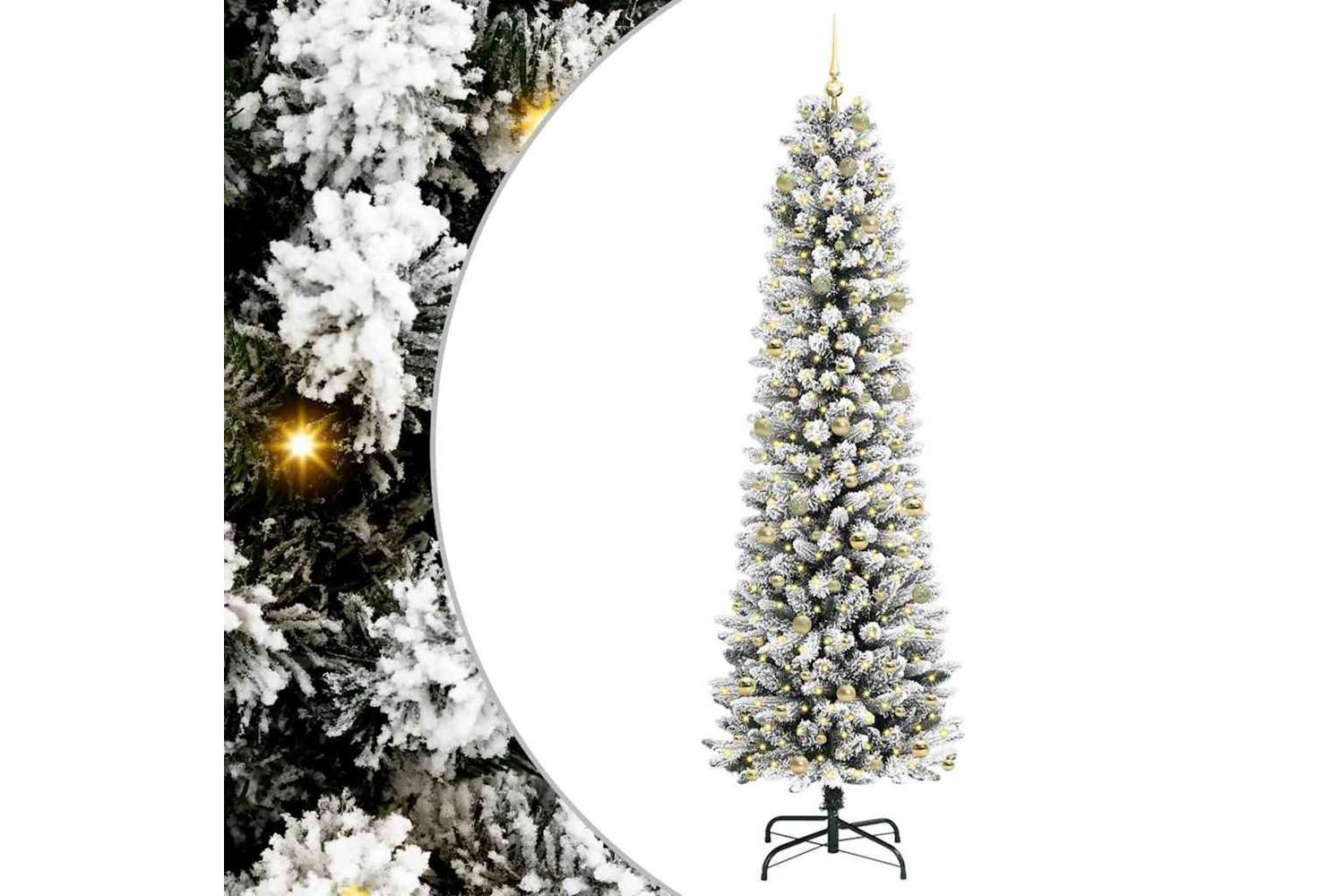 Vidaxl Artificial Christmas Tree With 300 Leds Green And White 240 Cm
