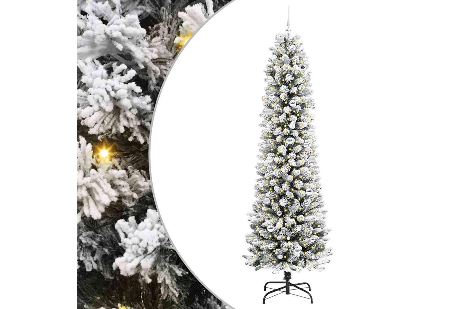 Vidaxl Artificial Christmas Tree With 300 Leds Green And White 240 Cm
