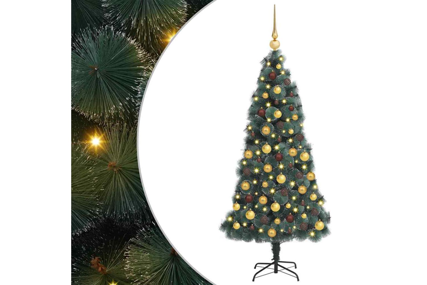 Vidaxl Artificial Pre-lit Christmas Tree With Ball Set Green 180 Cm