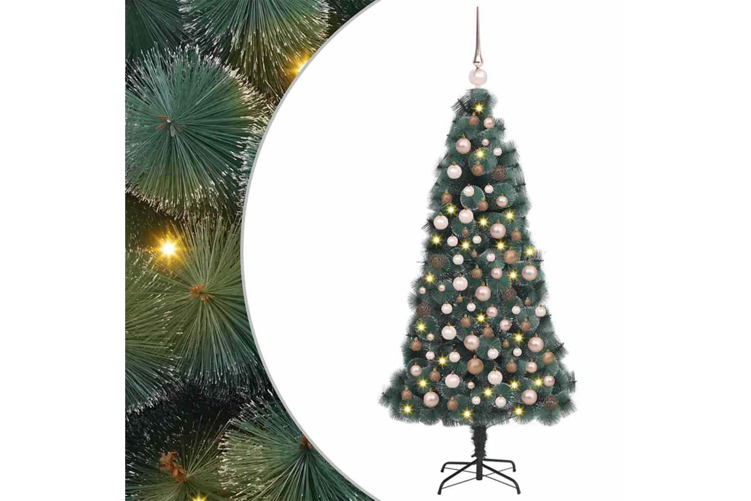 Vidaxl Artificial Pre-lit Christmas Tree With Ball Set Green 180 Cm