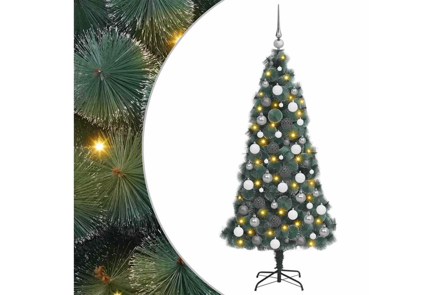 Vidaxl Artificial Pre-lit Christmas Tree With Ball Set Green 180 Cm