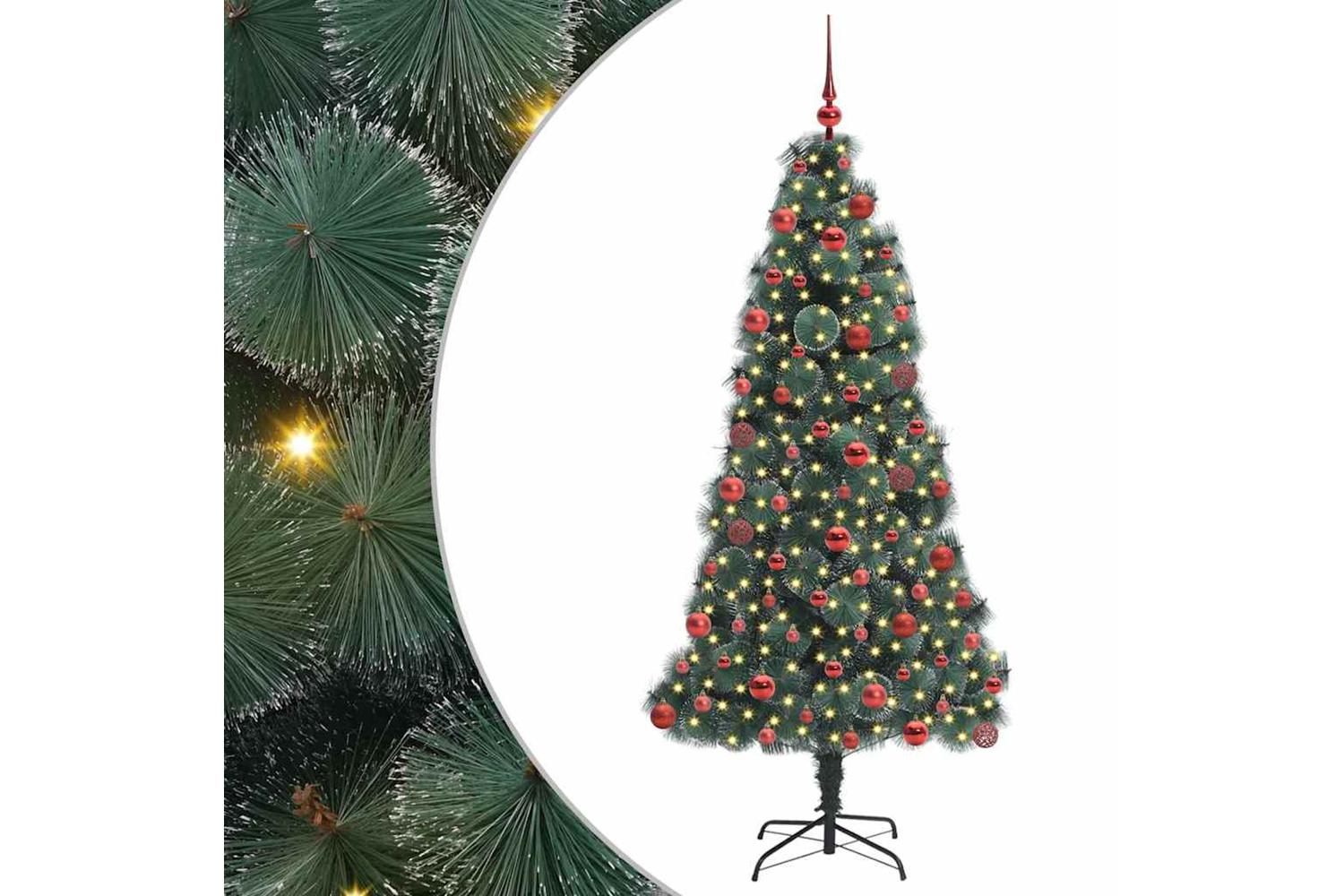 Vidaxl Artificial Pre-lit Christmas Tree With Ball Set Green 180 Cm