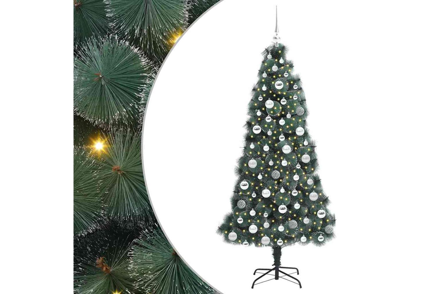 Vidaxl Artificial Pre-lit Christmas Tree With Ball Set Green 180 Cm