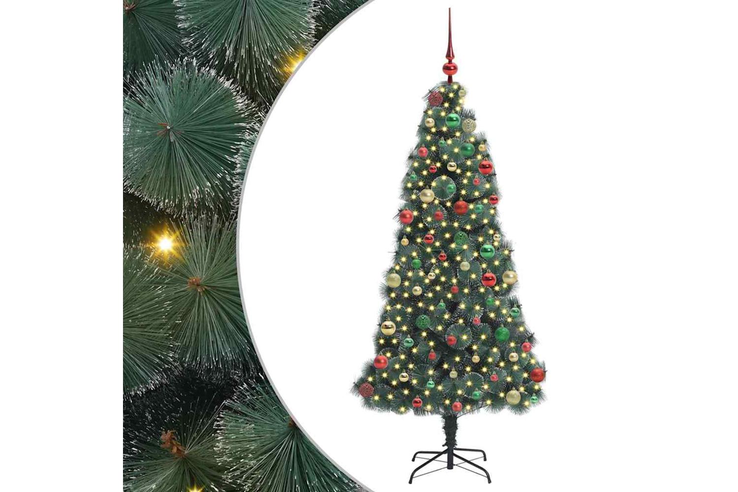 Vidaxl Artificial Pre-lit Christmas Tree With Ball Set Green 180 Cm