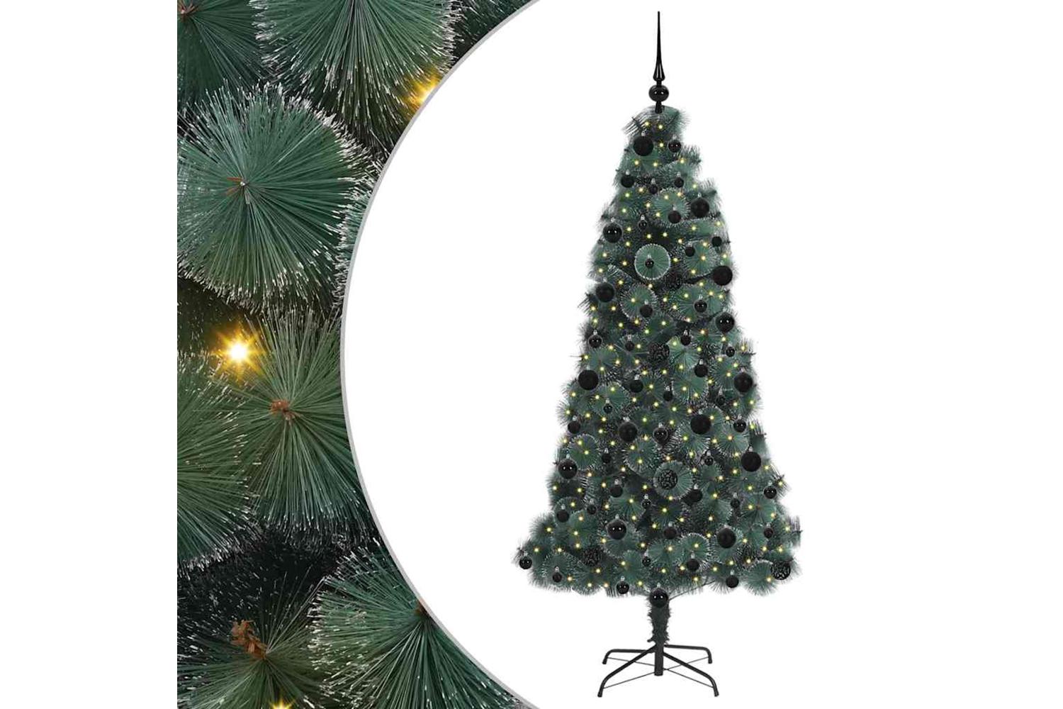 Vidaxl Artificial Pre-lit Christmas Tree With Ball Set Green 210 Cm