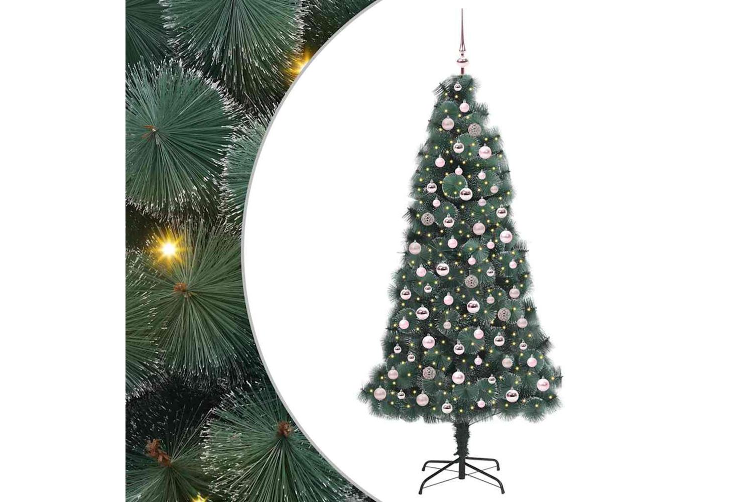 Vidaxl Artificial Pre-lit Christmas Tree With Ball Set Green 210 Cm