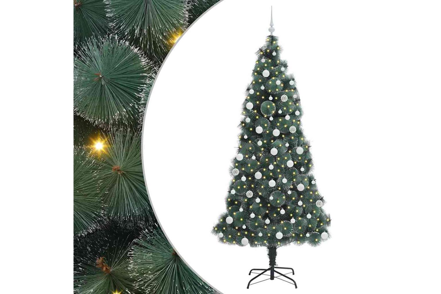 Vidaxl Artificial Pre-lit Christmas Tree With Ball Set Green 210 Cm