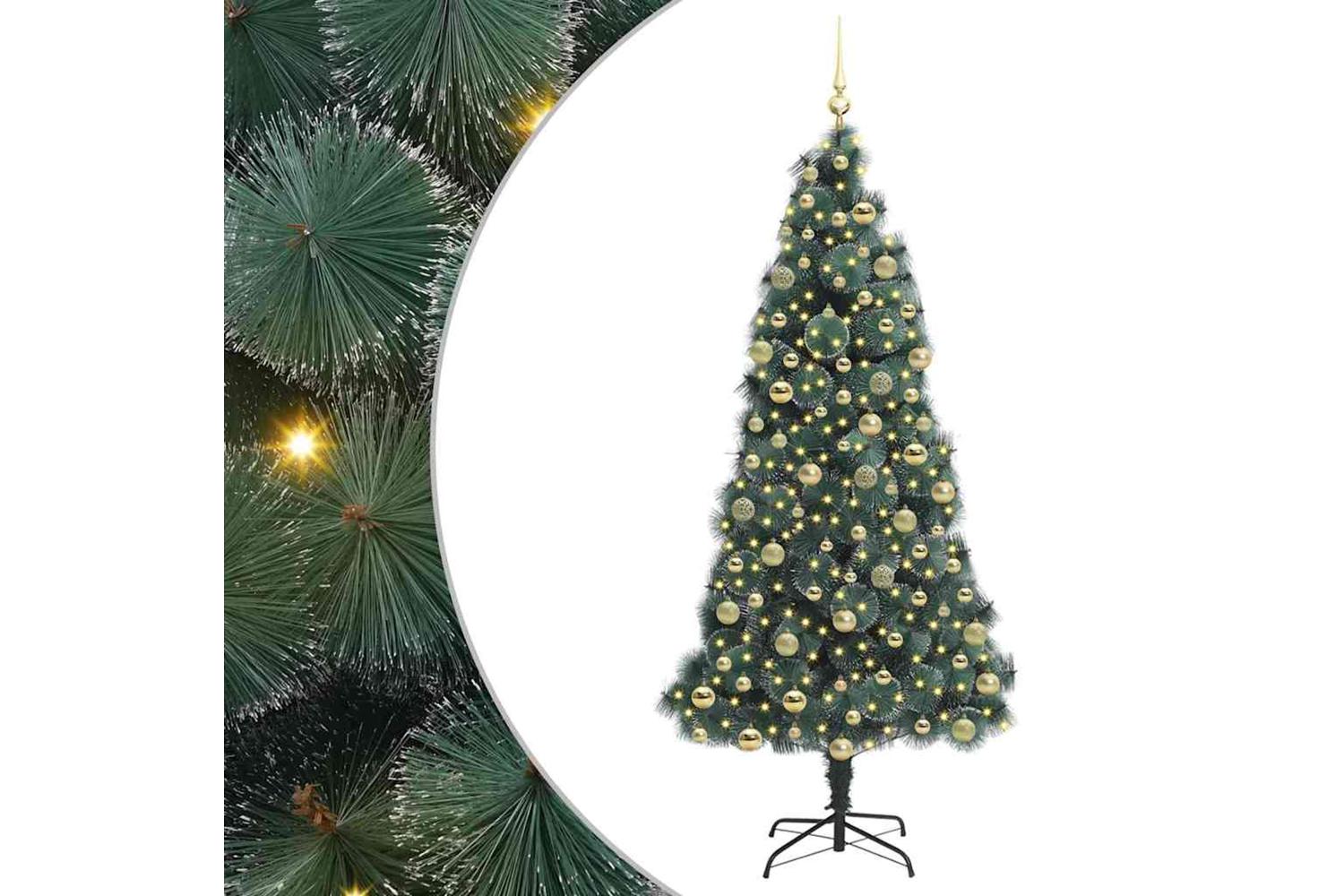 Vidaxl Artificial Pre-lit Christmas Tree With Ball Set Green 210 Cm