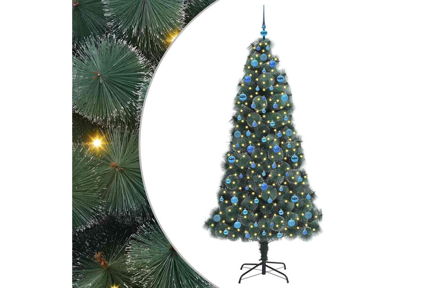 Vidaxl Artificial Pre-lit Christmas Tree With Ball Set Green 210 Cm