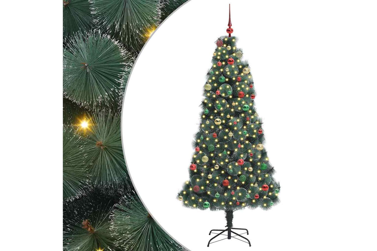 Vidaxl Artificial Pre-lit Christmas Tree With Ball Set Green 210 Cm