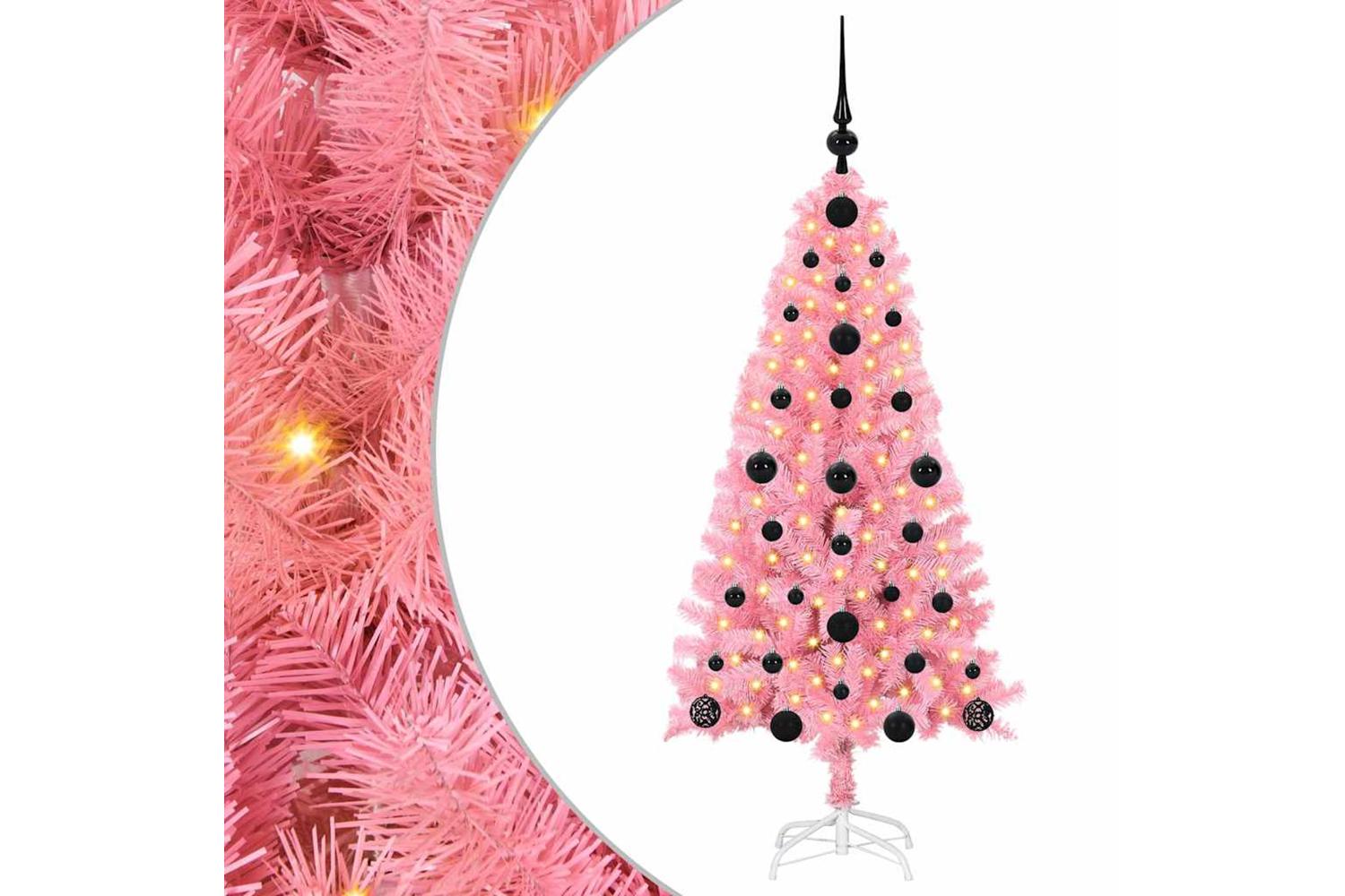 Vidaxl Christmas Tree With 150 Leds With Stand Pink 120 Cm Pvc