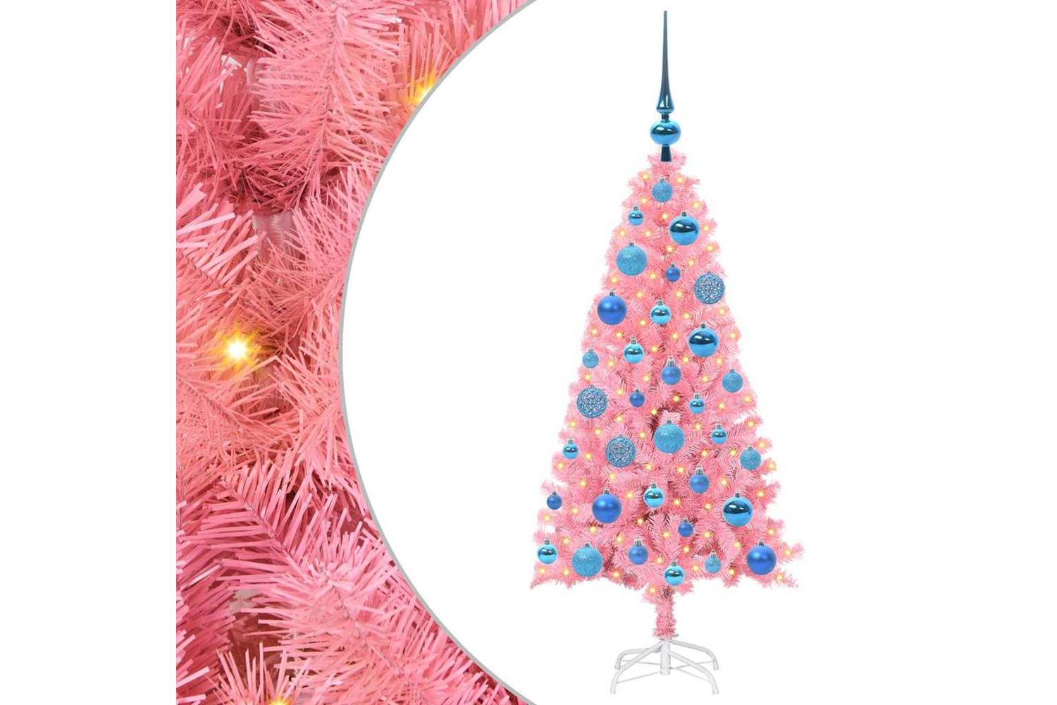 Vidaxl Christmas Tree With 150 Leds With Stand Pink 120 Cm Pvc