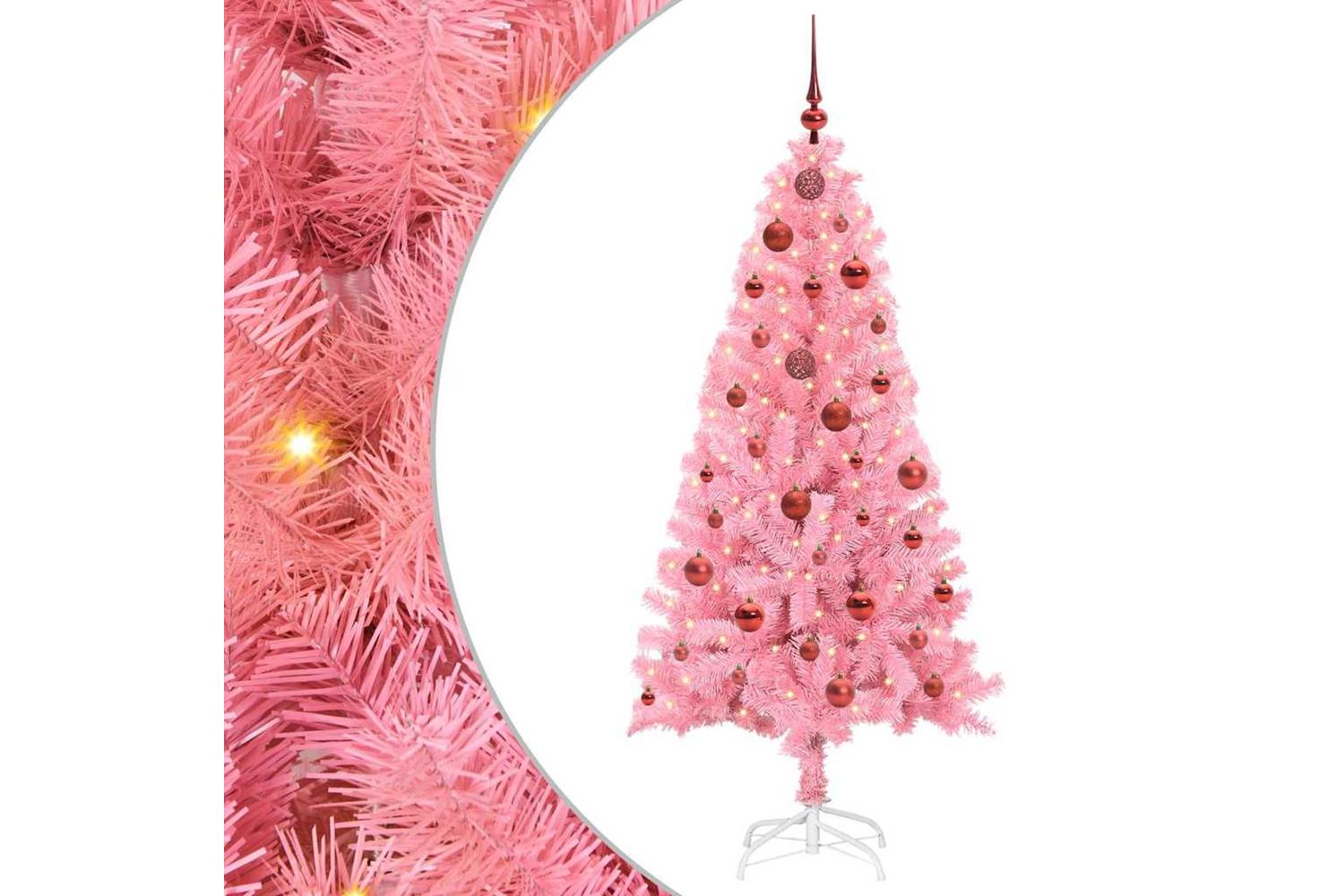 Vidaxl Christmas Tree With 150 Leds With Stand Pink 150 Cm Pvc