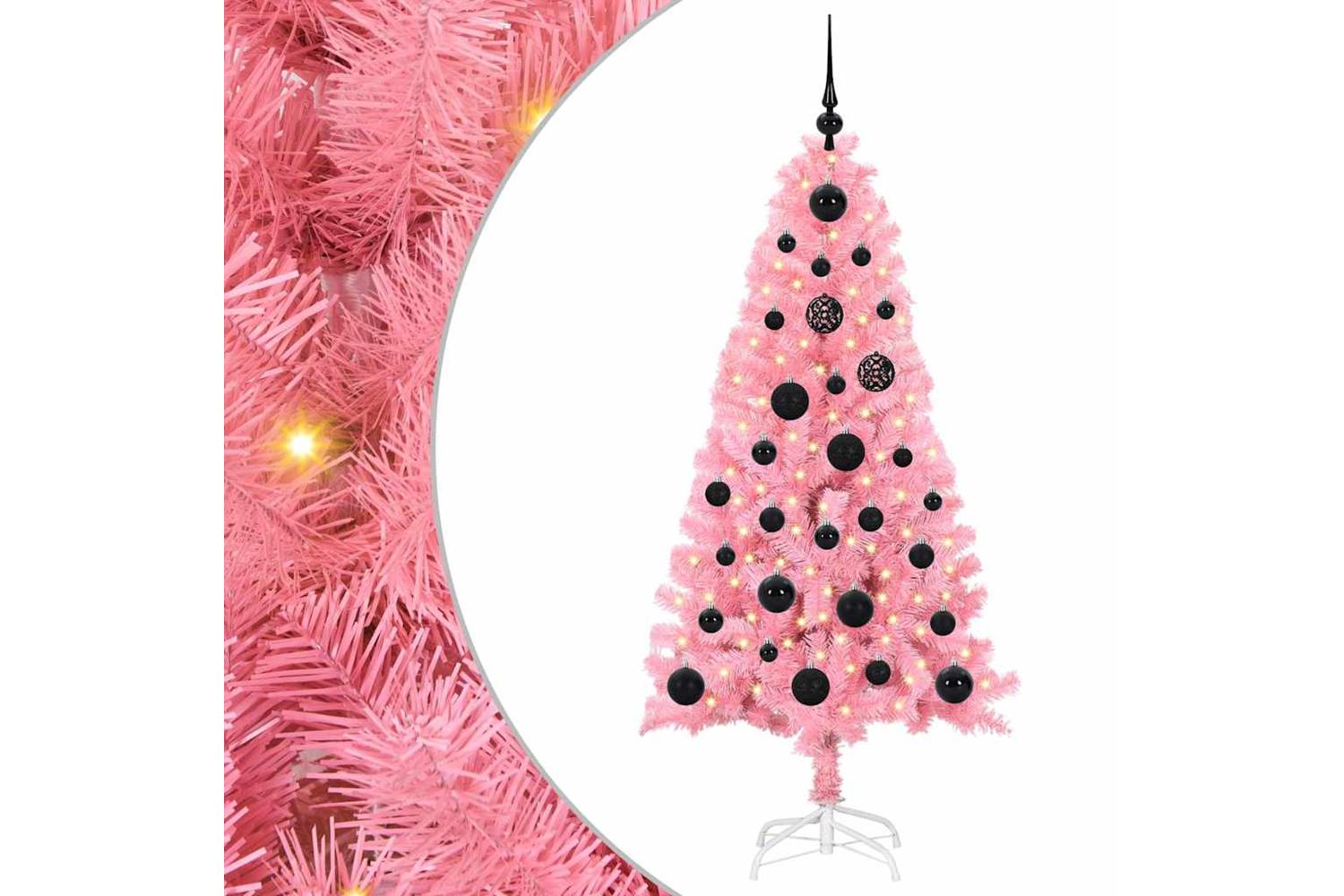 Vidaxl Christmas Tree With 150 Leds With Stand Pink 150 Cm Pvc