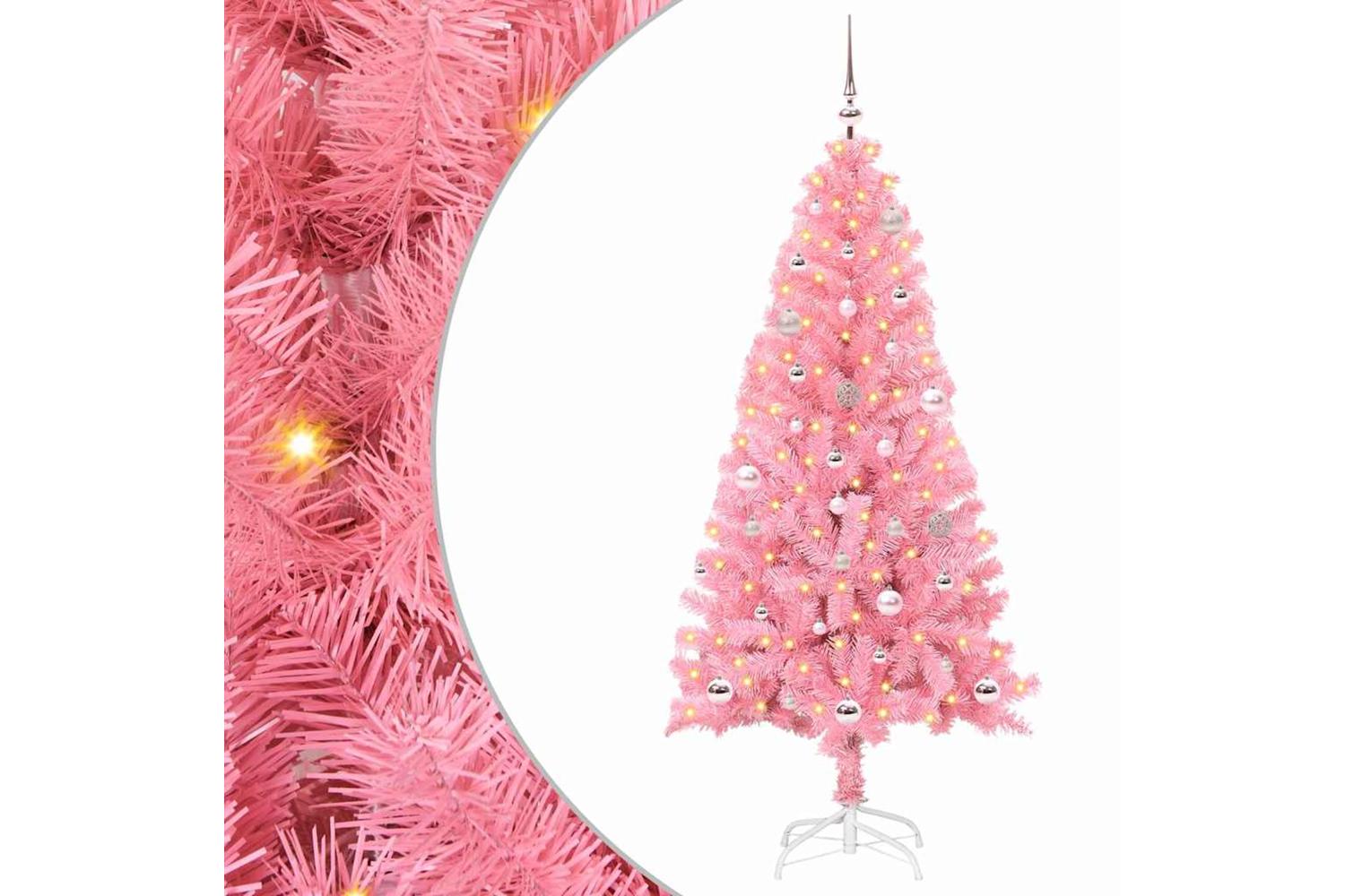 Vidaxl Christmas Tree With 150 Leds With Stand Pink 150 Cm Pvc