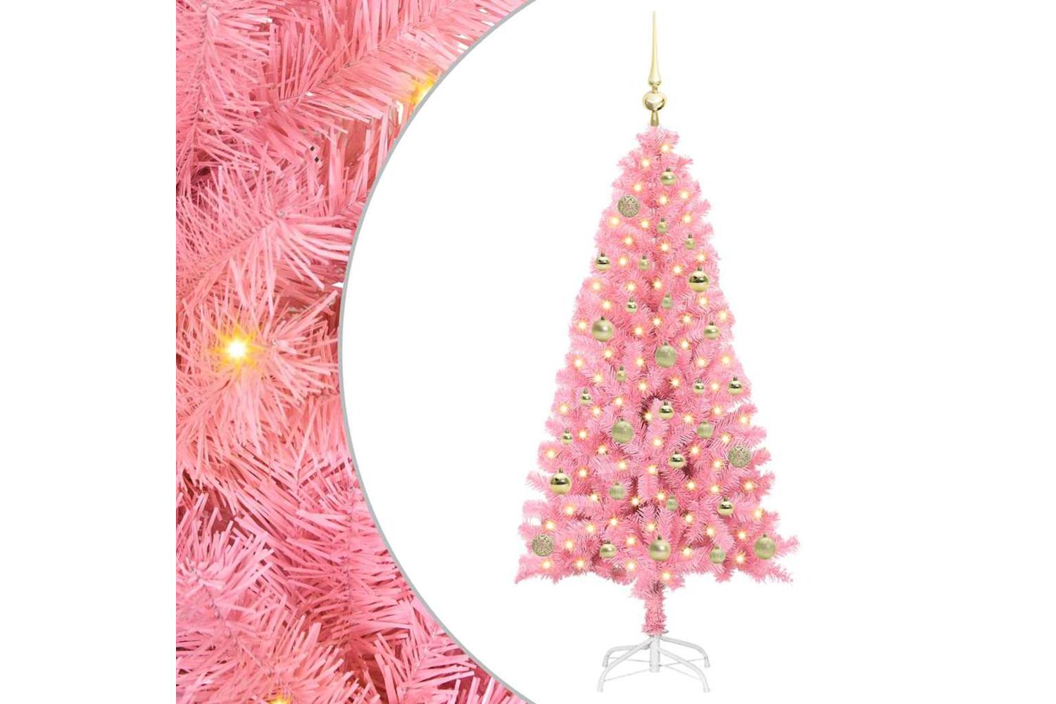 Vidaxl Christmas Tree With 150 Leds With Stand Pink 150 Cm Pvc