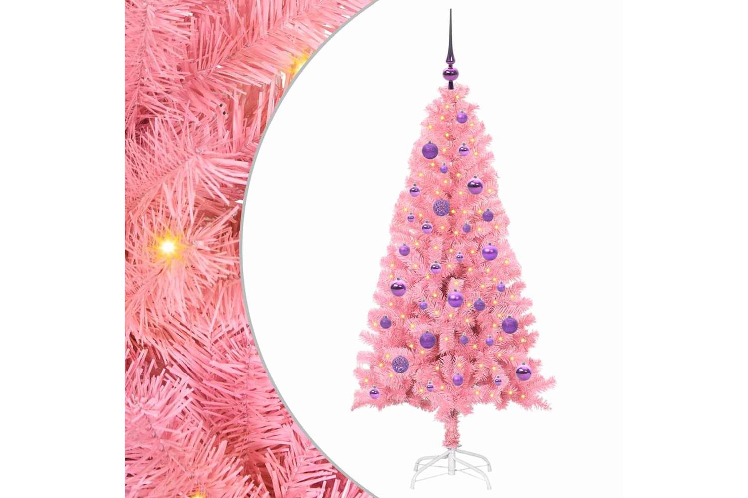 Vidaxl Christmas Tree With 150 Leds With Stand Pink 150 Cm Pvc