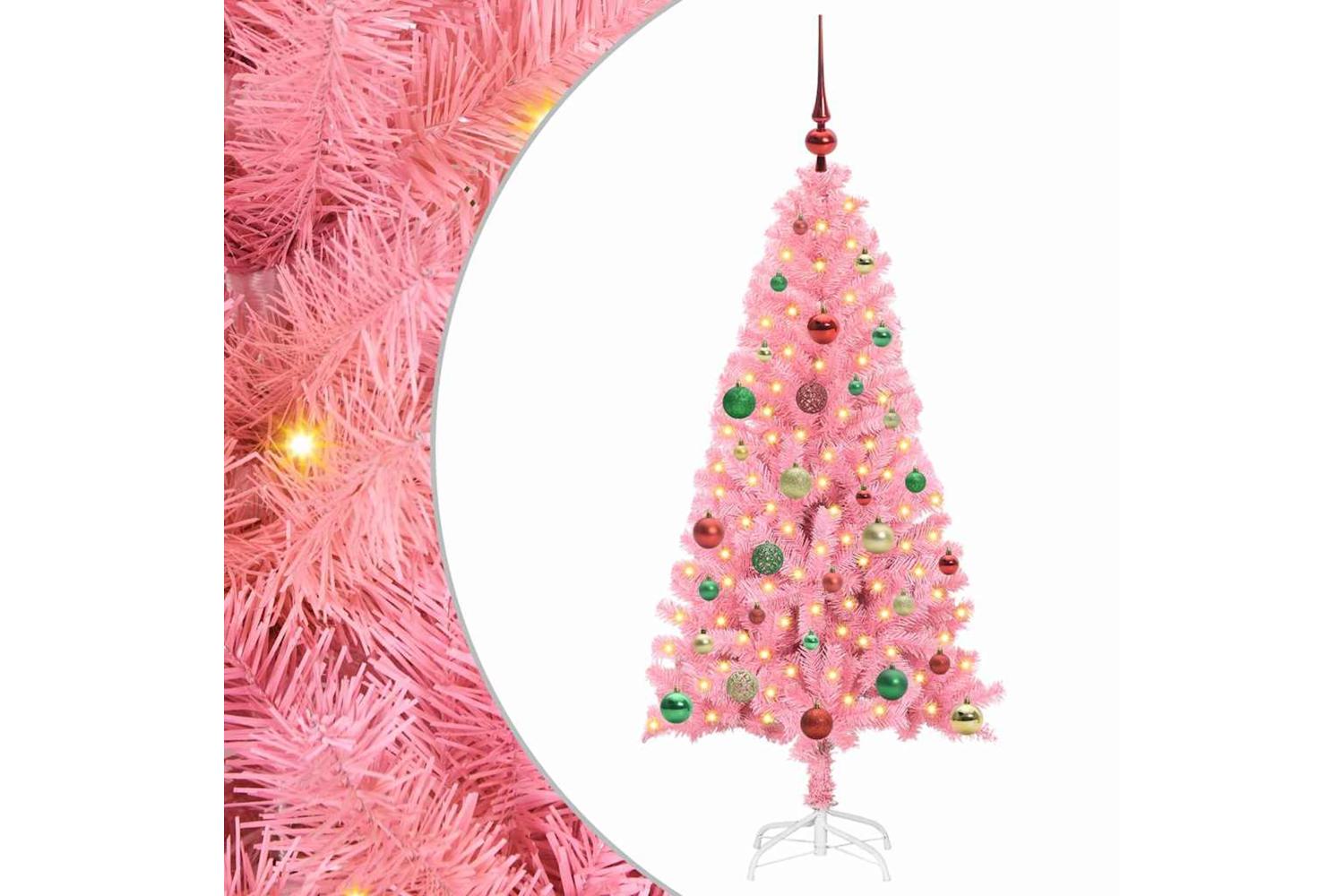 Vidaxl Christmas Tree With 150 Leds With Stand Pink 150 Cm Pvc