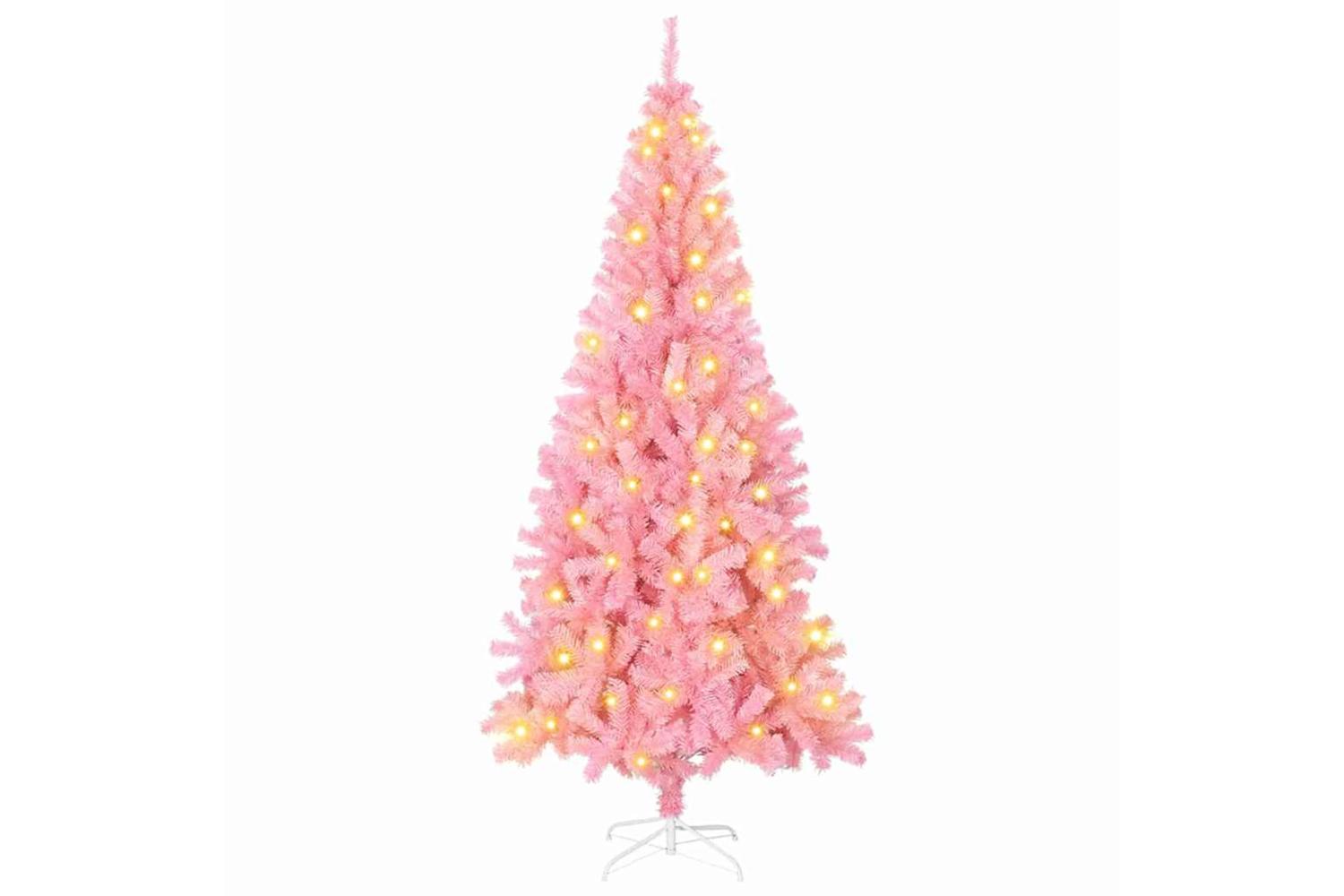 Vidaxl Christmas Tree With 300 Leds With Stand Pink 180 Cm Pvc