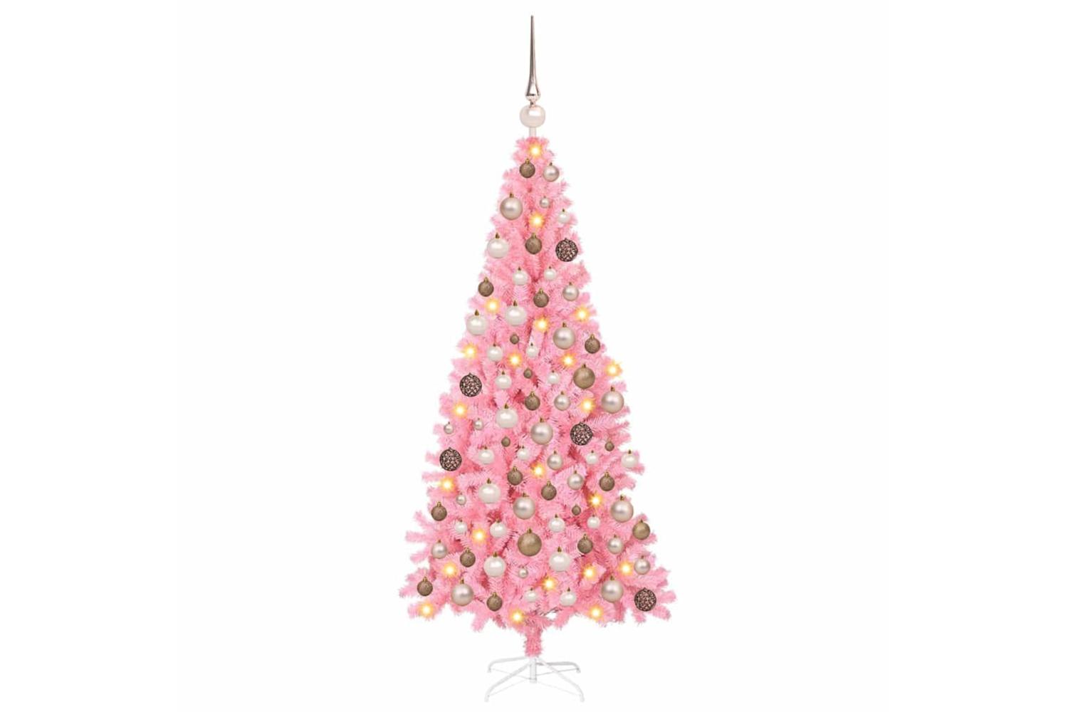 Vidaxl Christmas Tree With 300 Leds With Stand Pink 180 Cm Pvc